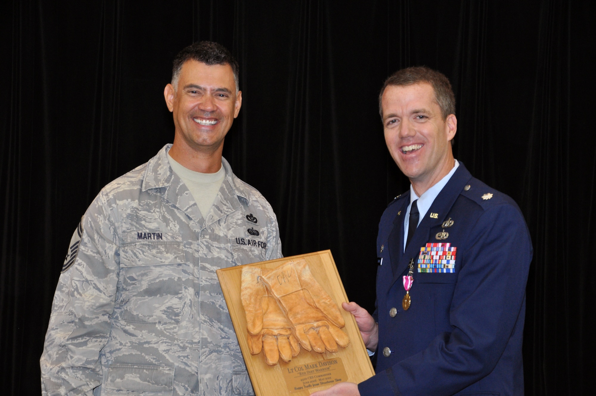Lt. Col. Mark W. Davison, 442nd Civl Engineer Squadron commander, retired Saturday May 5 in a cermony held at Whiteman Air Force Base, Mo. Davison recently returned from a deployment to Afghanistan, where he was awarded the Bronze Star and the Meritorious Service Medal. The 442nd CES is part of the 442nd Fighter Wing, an A-10 Thunderbolt II Air Force Reserve unit at Whiteman AFB, MO. (U.S. Air Force Photo/Senior Airman Wesley Wright)