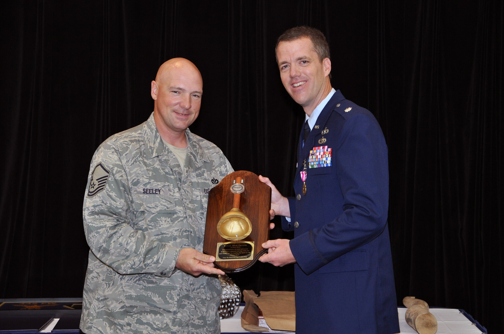 Lt. Col. Mark W. Davison, 442nd Civl Engineer Squadron commander, retired Saturday May 5 in a cermony held at Whiteman Air Force Base, Mo. Davison recently returned from a deployment to Afghanistan, where he was awarded the Bronze Star and the Meritorious Service Medal. The 442nd CES is part of the 442nd Fighter Wing, an A-10 Thunderbolt II Air Force Reserve unit at Whiteman AFB, MO. (U.S. Air Force Photo/Senior Airman Wesley Wright)
