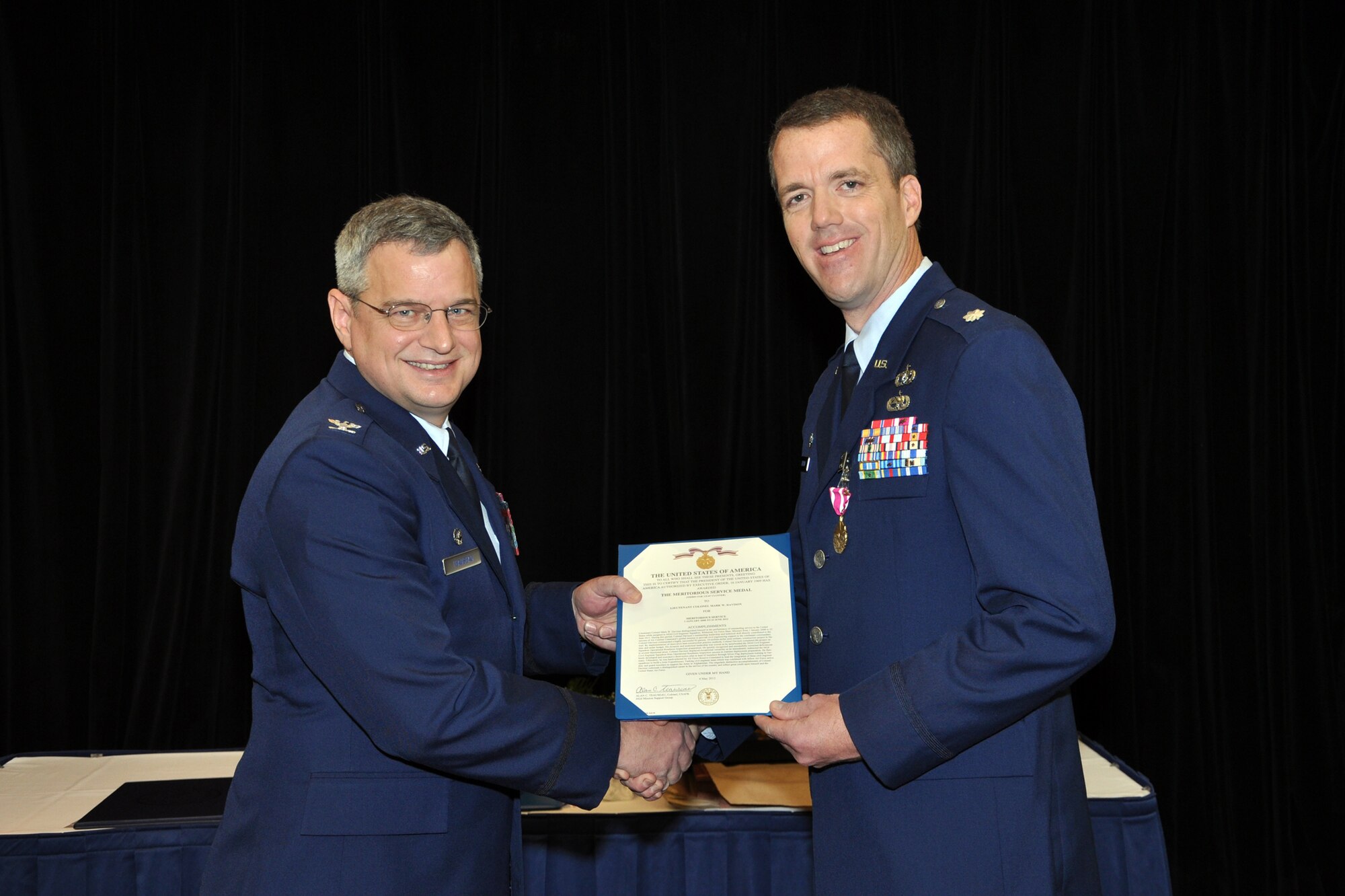 Lt. Col. Mark W. Davison, 442nd Civl Engineer Squadron commander, retired Saturday May 5 in a cermony held at Whiteman Air Force Base, Mo. Davison recently returned from a deployment to Afghanistan, where he was awarded the Bronze Star and the Meritorious Service Medal. The 442nd CES is part of the 442nd Fighter Wing, an A-10 Thunderbolt II Air Force Reserve unit at Whiteman AFB, MO. (U.S. Air Force Photo/Senior Airman Wesley Wright)