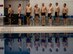 U.S. Air Force Tech. Sgt. Marc Esposito, far left, and other athletes stand at attention during a medal ceremony of the swimming competitions of Warrior Games 2012 at the U.S. Air Force Academy in Colorado Springs, Colo., May 5, 2012. Esposito is with the Special Operations Command team. (U.S. Air Force photo by Val Gempis/Released)