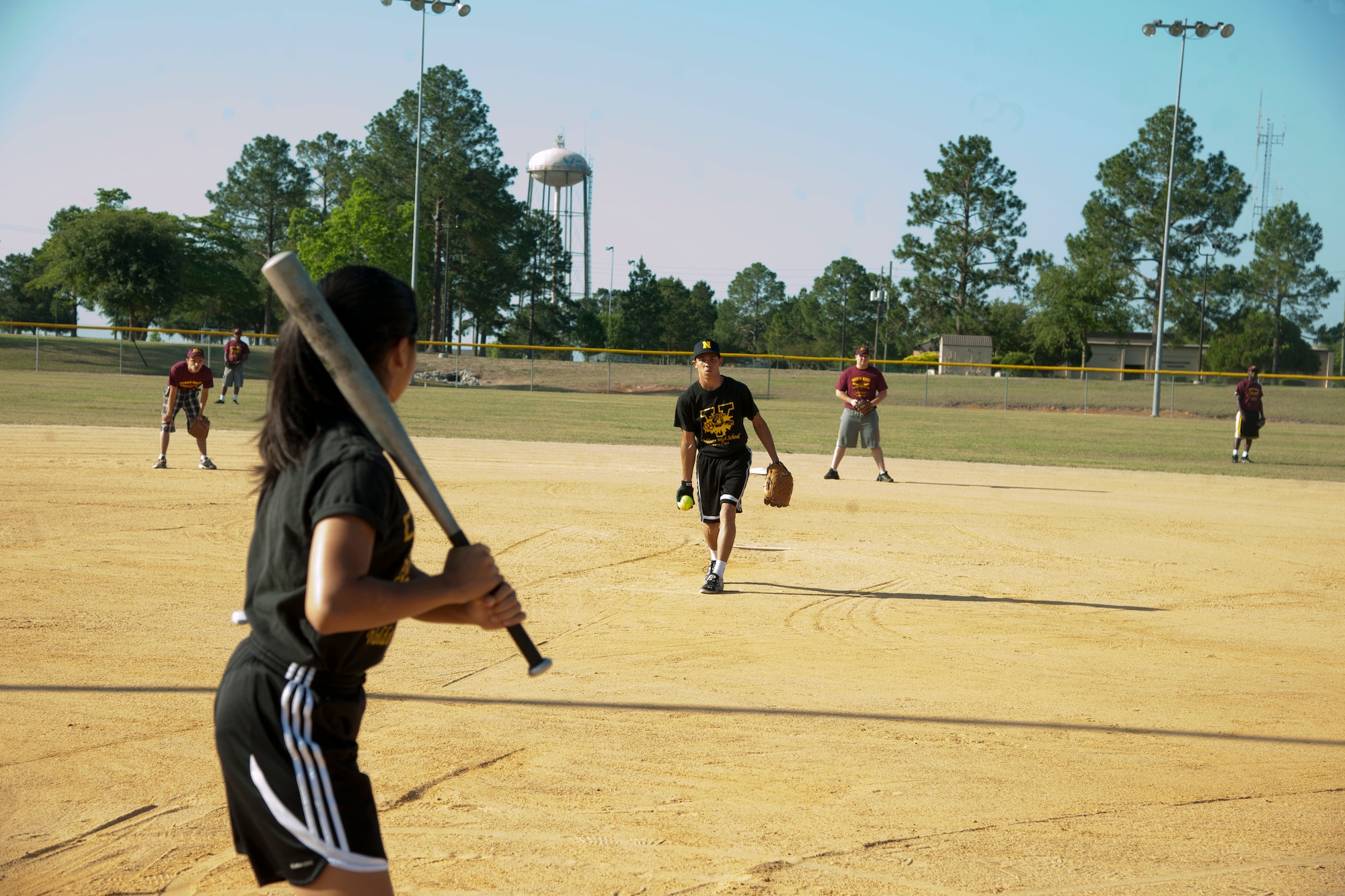 Caleb Haskins, Valdosta High School Junior ROTC softball team, pitches to the batters on his team at the annual first Sergeants Association Spring Air Force Junior ROTC softball tournament at Moody Air Force Base Ga., May 5th, 2012. Pitchers on each team pitched to their own batters and had a maximum of 3 pitches  each batter.
(U.S. Air Force photo by Airman 1st Class Paul Francis/Released)

