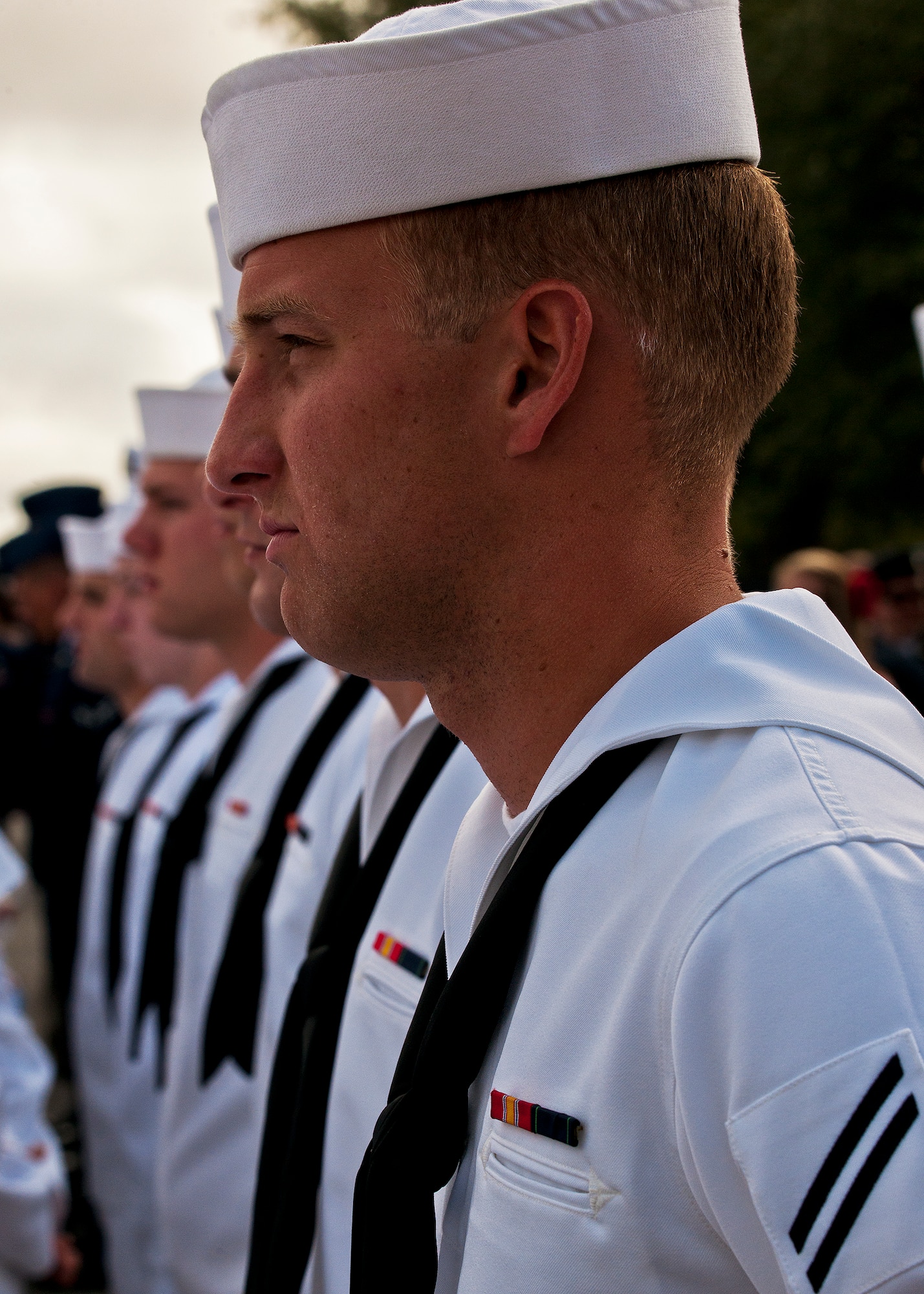 Navy explosive ordnance disposal students were part of the joint service formations assembled to honor the service members killed in 2011 at the 43rd Annual EOD Memorial Ceremony May 5, 2012, at Eglin Air Force Base, Fla.  (U.S. Air Force photo/Samuel King Jr.)