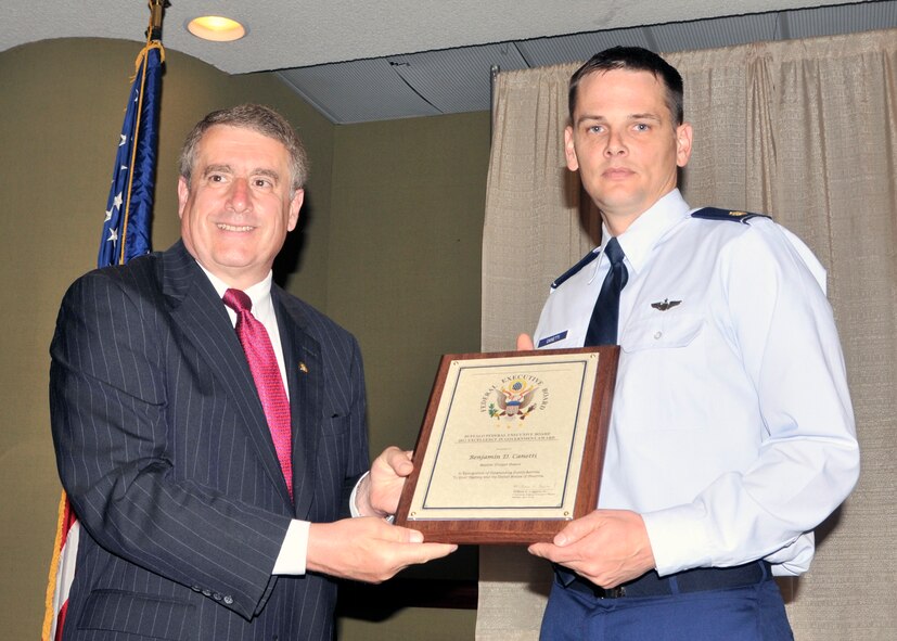 914th Airlift Wing Maj. Benjamin D. Canetti receives the Buffalo Federal Executive Board’s Special Projects Award, May 8, 2012, Buffalo, NY. The Buffalo Federal Executive Board handed out its annual Federal Employees of the Year awards at the Buffalo convention center. (U.S. Air force photo by Tech. Sgt. Joseph McKee)