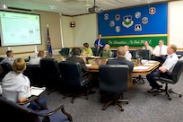 Col. Scott Peel, 902nd Mission Support Group commander, discusses current and projected energy conservation methods to reduce overall energy consumption May 7 at an energy conservation meeting at Joint Base San Antonio-Randolph, Texas. (U.S. Air Force photo by Benjamin Faske)