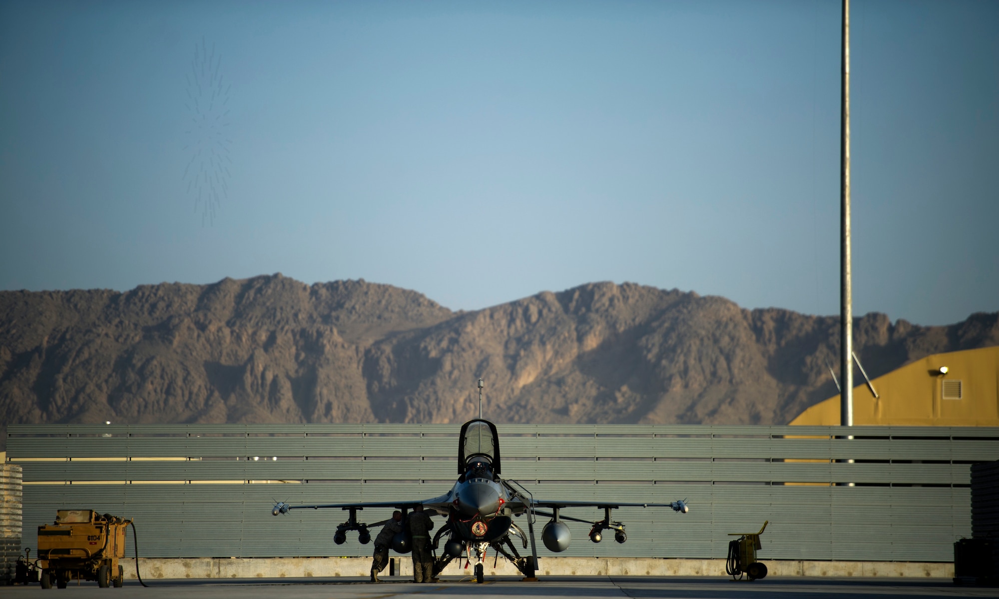 Members of the Iowa Air National guard recently arrived with their F-16C Fighting Falcons, making them the first F-16Cs to be stationed at the 451st Expeditionary Fighter Squadron at Kandahar Airfield, Afghanistan. The mission of the 451st Expeditionary Fighter Squadron is to deliver decisive airpower on target, on time. (U.S. Air Force photo/Staff Sgt. David Salanitri)