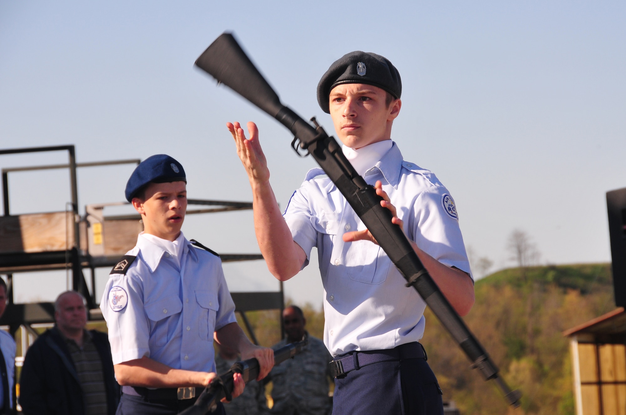 The 171st Air Refueling Wing hosts its 8th Annual JROTC Day. Eight schools from the surrounding area participate in the event.  While nearly 250 cadets compete in ground events to include Formation Challenge, Drill Challenge, Military History Challenge, Tug-O-War, and the Push-Up Challenge, fifty senior cadets witness an aerial refueling during an orientation flight aboard one of the unit's KC-135 Stratotankers.  Many unit members, JROTC commanders and other state guardmembers contribute to the program acting as judges for competitions and conducting events.   (National Guard photo by Master Sgt. Ann Young/ Released)