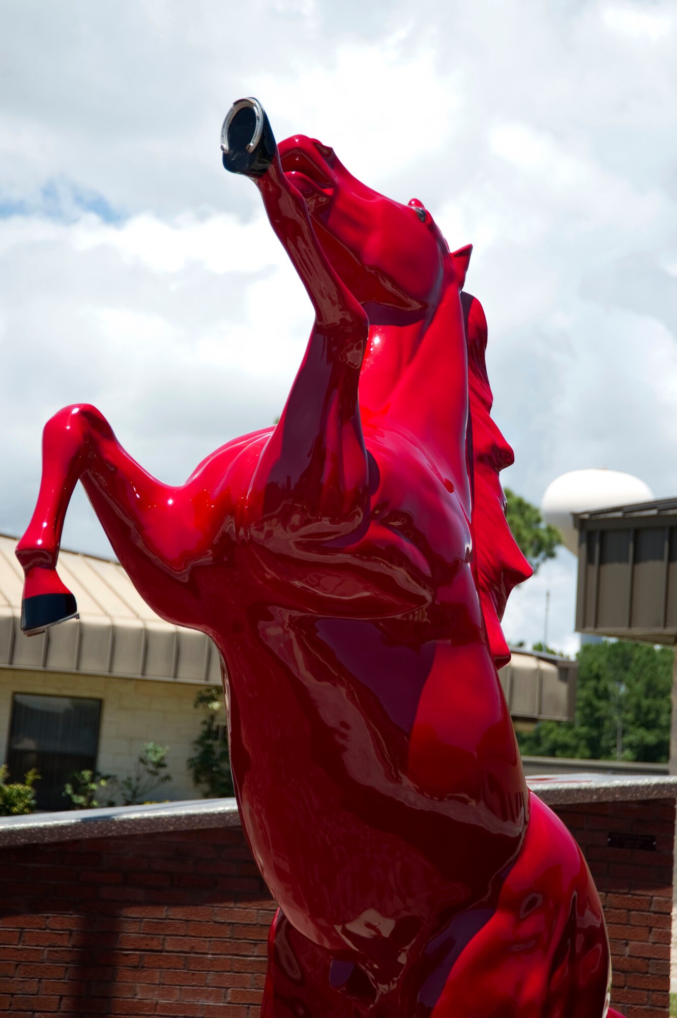 The mascot of the 823rd and 556th RED HORSE Sqaudrons stands tall at the Red Horse Unity park in the Red Horse Compund on Hurlburt Field, Fla., May 5, 2012.  The primary mission of RED HORSE units is to assess, plan and establish contingency facilities/infrastructure to support contingency operations and combat missions.(U.S. Air Force Photo by Airman 1st Class Naomi M. Griego/RELEASED)
