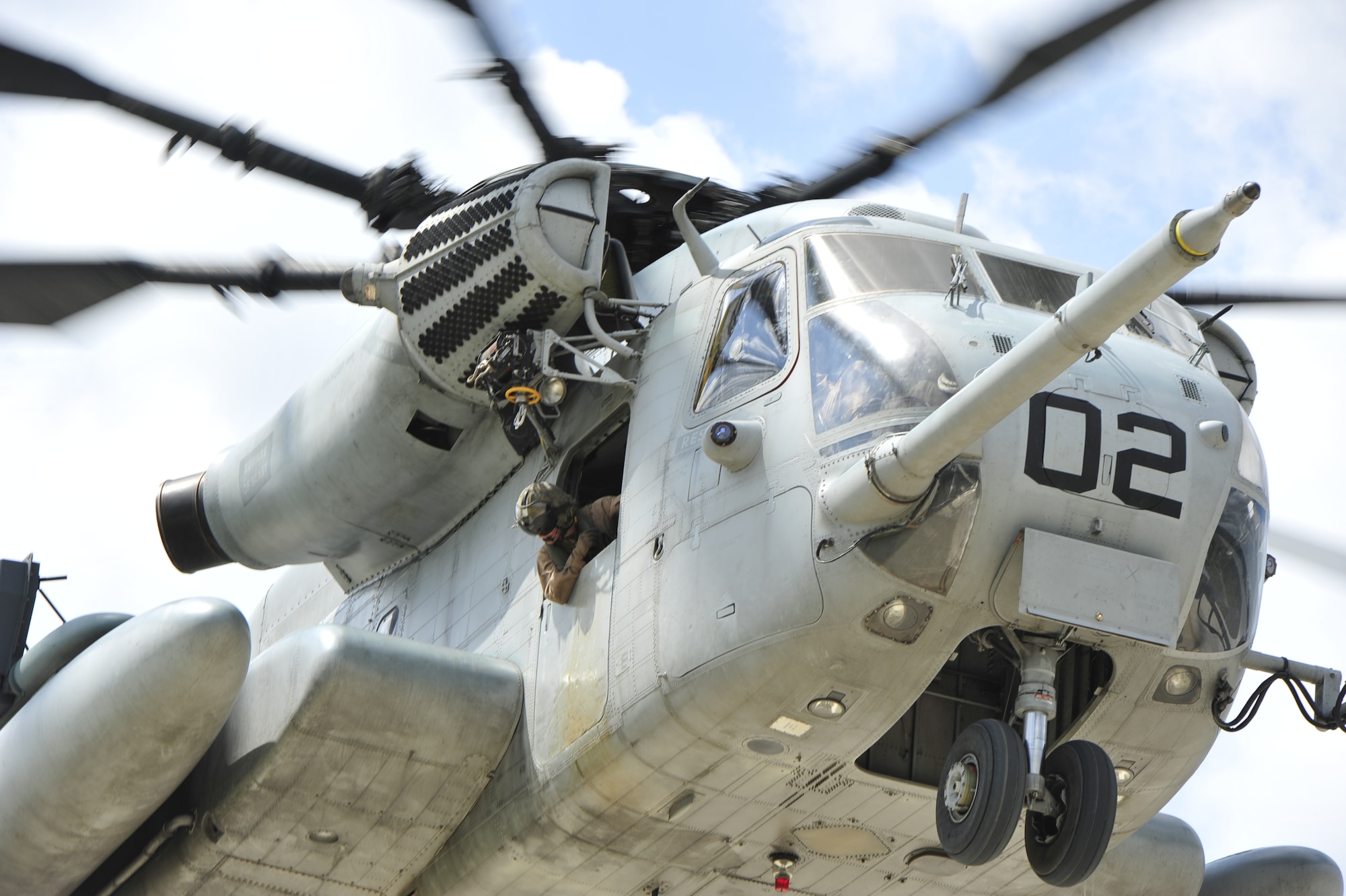 A U.S. Marine Corps CH-53E Super Stallion from Marine Heavy Helicopter Squadron 772 conducts slingload operations with Airmen from the 621st Contingency Response Wing at Joint Base McGuire-Dix-Lakehurst, N.J., May 10. Both units were preparing for a Marine airpower demonstration at the 2012 JB MDL Open House and & Air Show, scheduled for May 12 and 13.  (U.S. Air Force photo by Tech. Sgt. Parker Gyokeres)