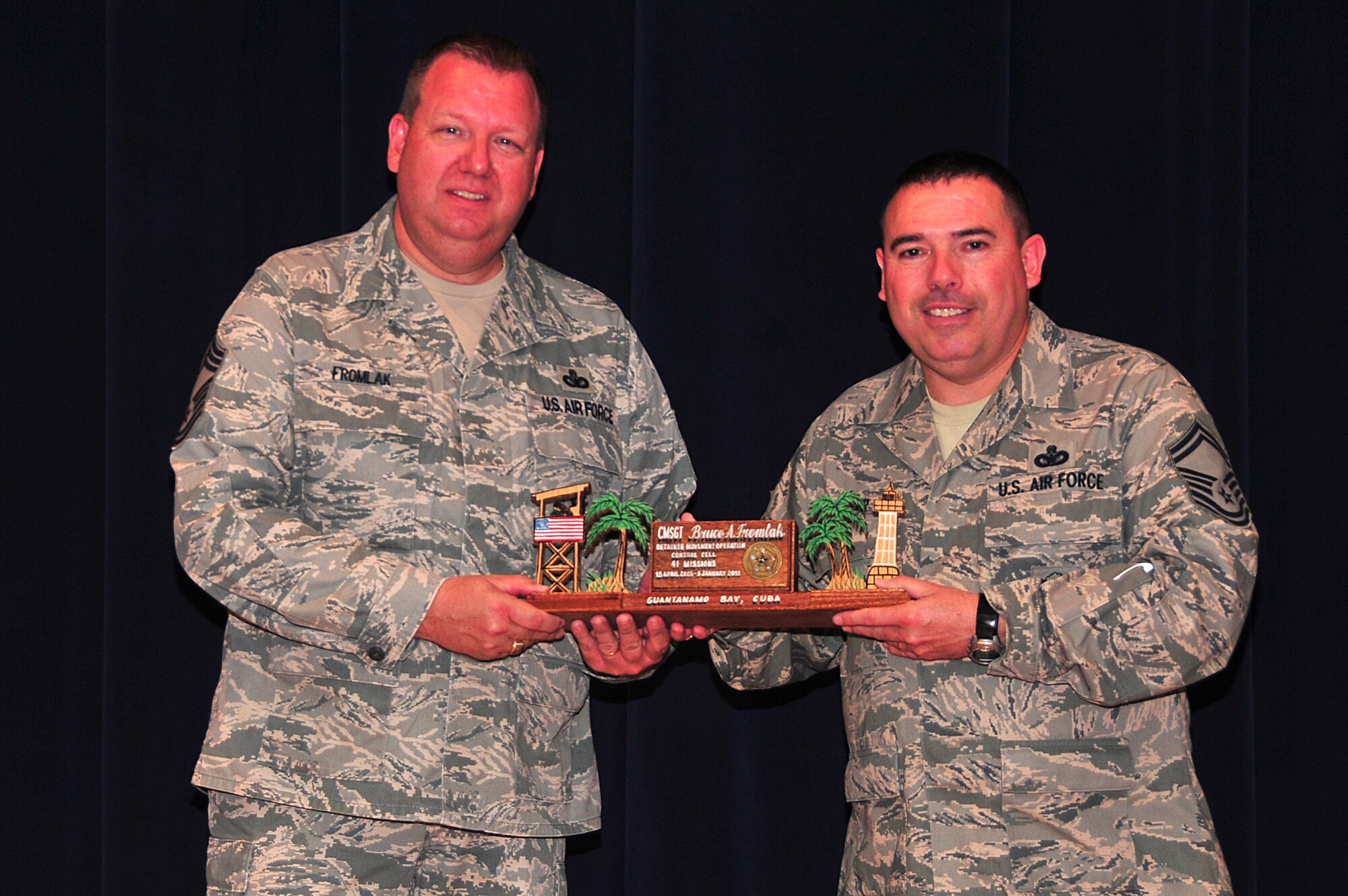 The 171st celebrates the career of Chief Master Sgt. Bruce Fromlak, 171st Security Forces Squadron. Fromlak headed the Control Cell for Detainee Missions Operations from Aril 2005 to January 2011. (National Guard photo by Master Sgt.Stacey Barkey/ Released)