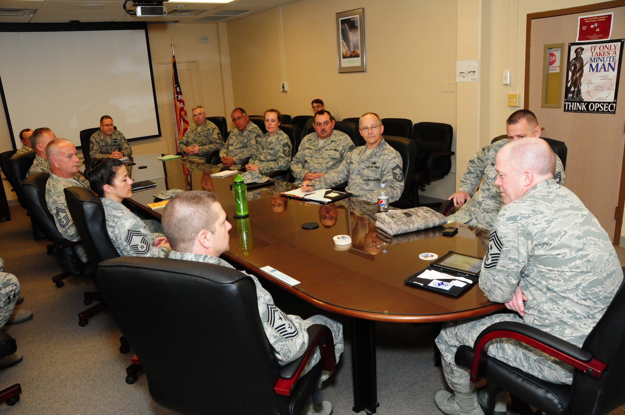 Chief Master Sgt. Christopher Muncy visited the 107th Airlift Wing and spoke with senior enlisted leadership on May 9, 2012 (Air Force Photo/Senior Master Sgt. Ray Lloyd)