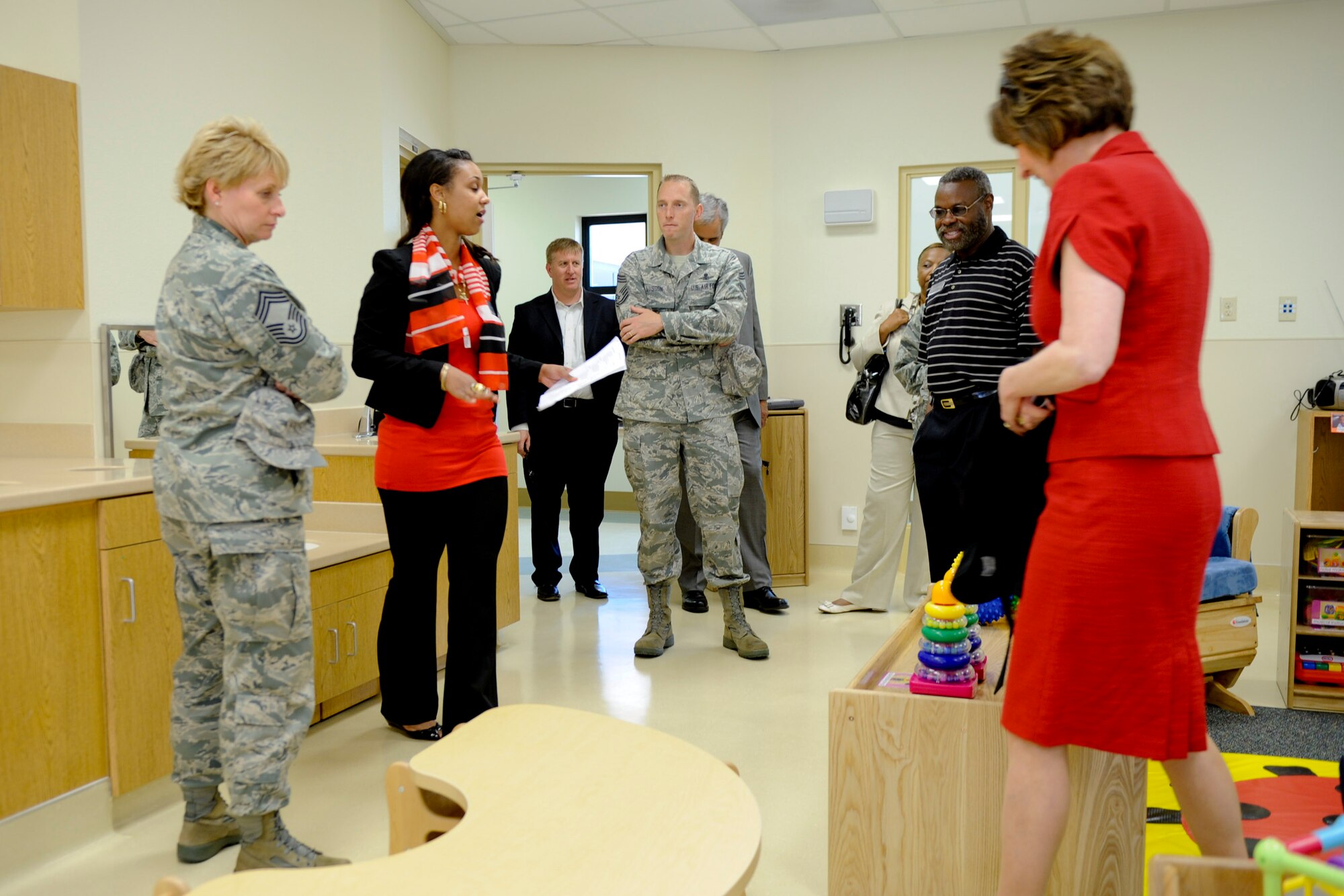 VANDENBERG AIR FORCE BASE, Calif.-- Base leadership tours the new Child Development Center here Friday, May 11th, 2012. The new facility is slated to open to base-affiliated children May 21, and will provide 37 more child care slots. (U.S. Air Force photo/Staff Sgt. Levi Riendeau)