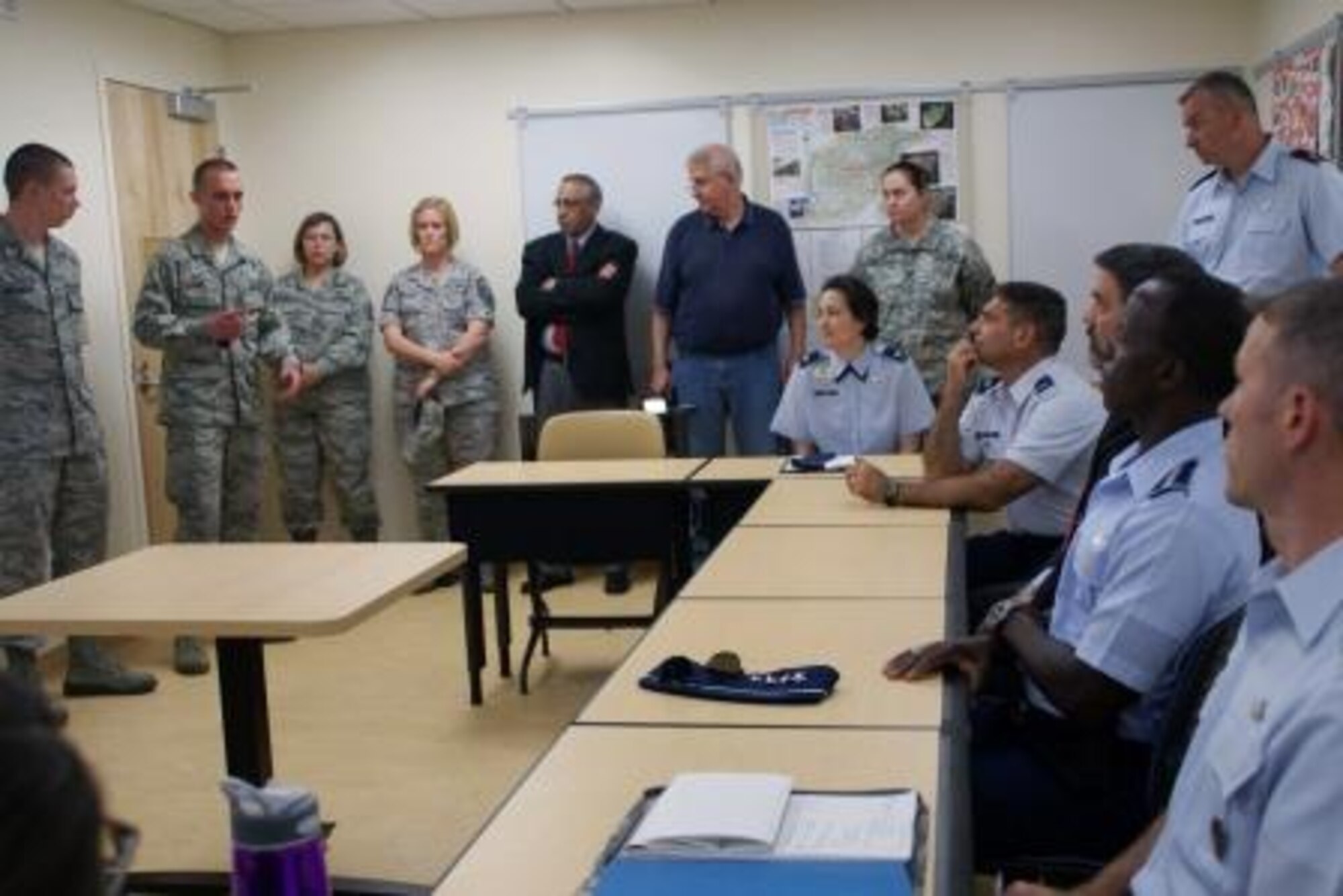PRESIDIO OF MONTEREY, Calif. - Gen. Edward A. Rice Jr., Air Education and Training Command Commander, talks to students during his tour of the 517th Training Group, May 8. (U.S. Air Force photo/Natela Cutter)