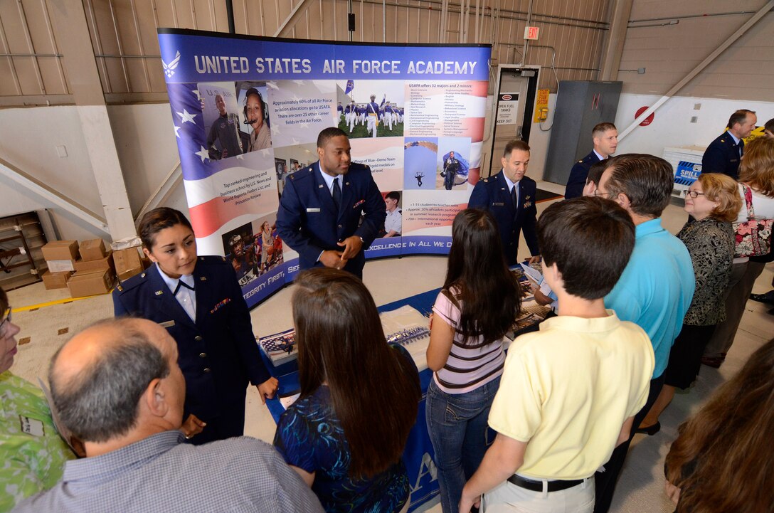 Representatives from the United States Air Force Academy talk to students and parents attending Academy Day 2012 at Dobbins ARB, May 12. (U.S. Air Force photo/ Brad Fallin)