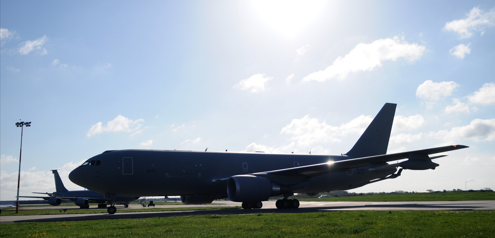 RAF MILDENHALL, England -- An Italian air force KC-767 taxis on the flightline here May 11, 2012. The aircraft and crew were here as part of the European Tanker Symposium, a multinational training event. (U.S. Air Force photo/Senior Airman Rachel Waller)