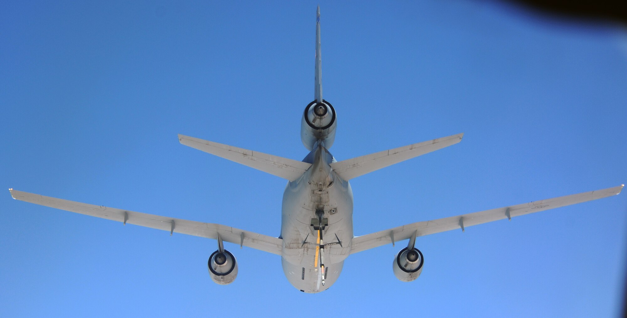 SOUTHWEST ASIA - A KC-10 Extender from the 380th Air Expeditionary Wing flies over Southwest Asia during an aerial refueling mission May 11, 2012. Extenders and their crews are able to refuel joint and coalition aircraft as well as carry cargo. During the month of April, the squadron offloaded 23.5 million pounds of fuel over 285 sorties to 2,137 receivers. The jet and crew are deployed from Joint Base McGuire-Dix-Lakehurst. (U.S. Air Force photo/Staff Sgt. J.G. Buzanowski)