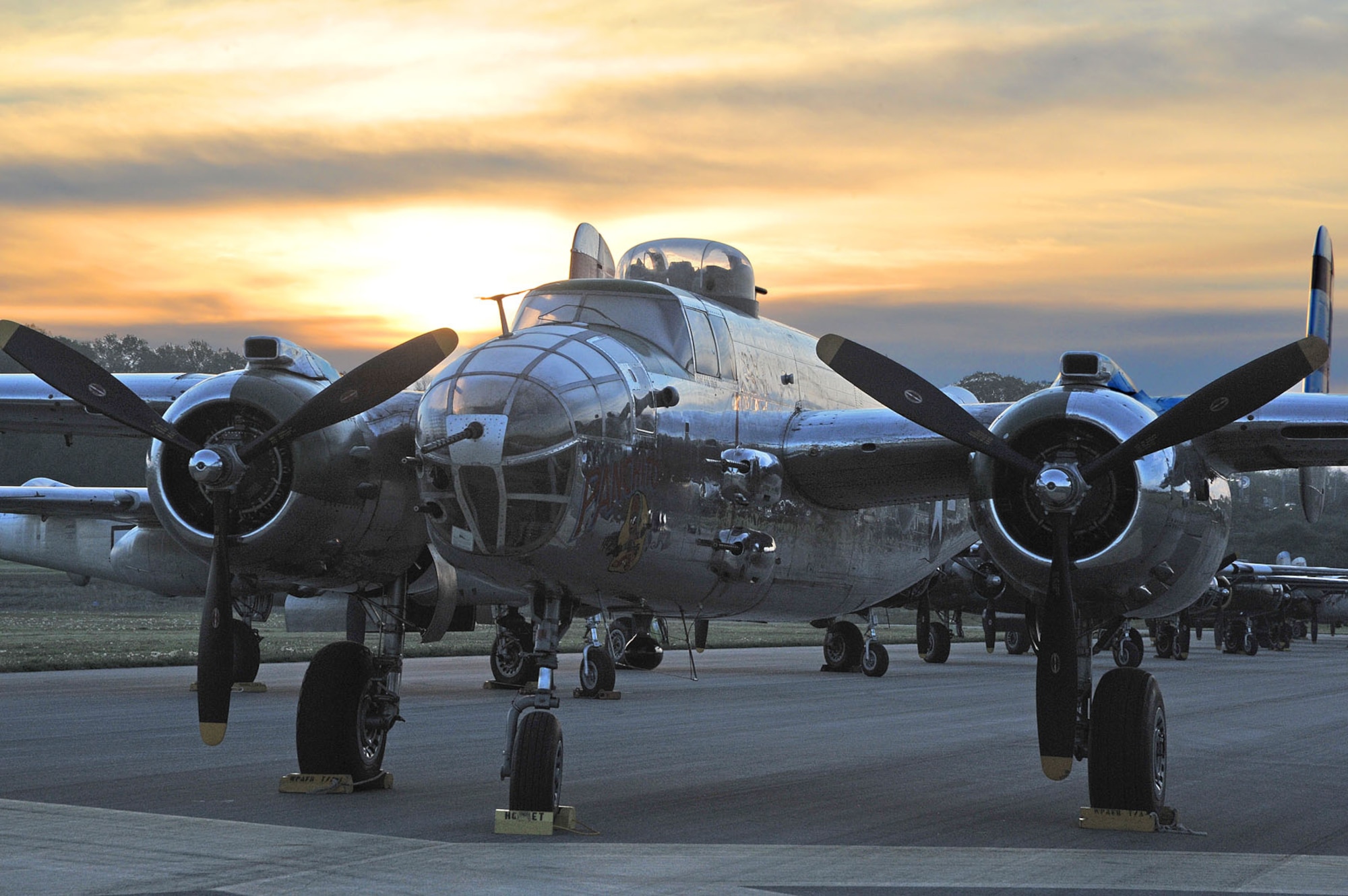 DAYTON, Ohio (04/2012) -- Twenty B-25 bombers landed at the National Museum of the U.S. Air Force on April 17, 2012, as part of the Doolittle Raiders 70th Anniversary Reunion. (U.S. Air Force photo by Ben Strasser)