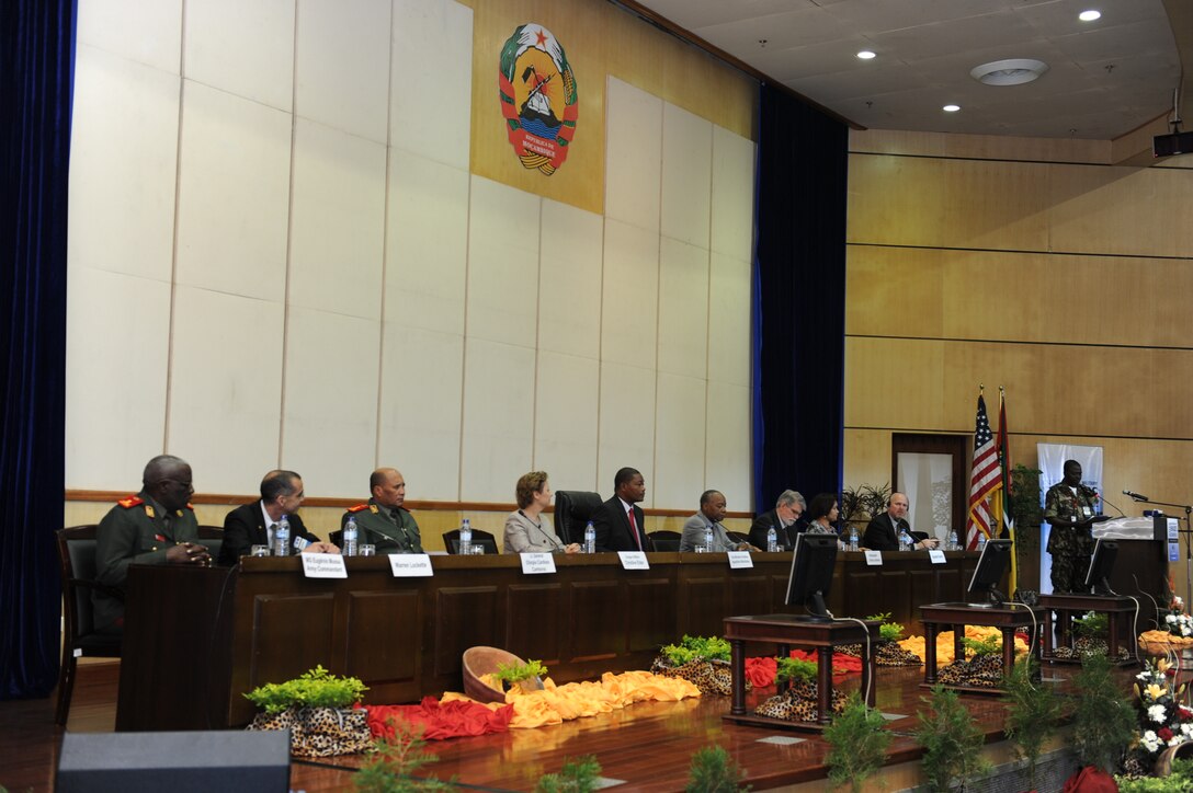 Distinguished visitors deliver closing remarks for the 2012 International Military HIV/AIDS Conference, May 10. Military and civilian delegates and subject matter experts from 77 nations gathered for the 2012 IMilHAC in Maputo, Mozambique, May 7-10, to share best practices in HIV prevention, care and treatment.