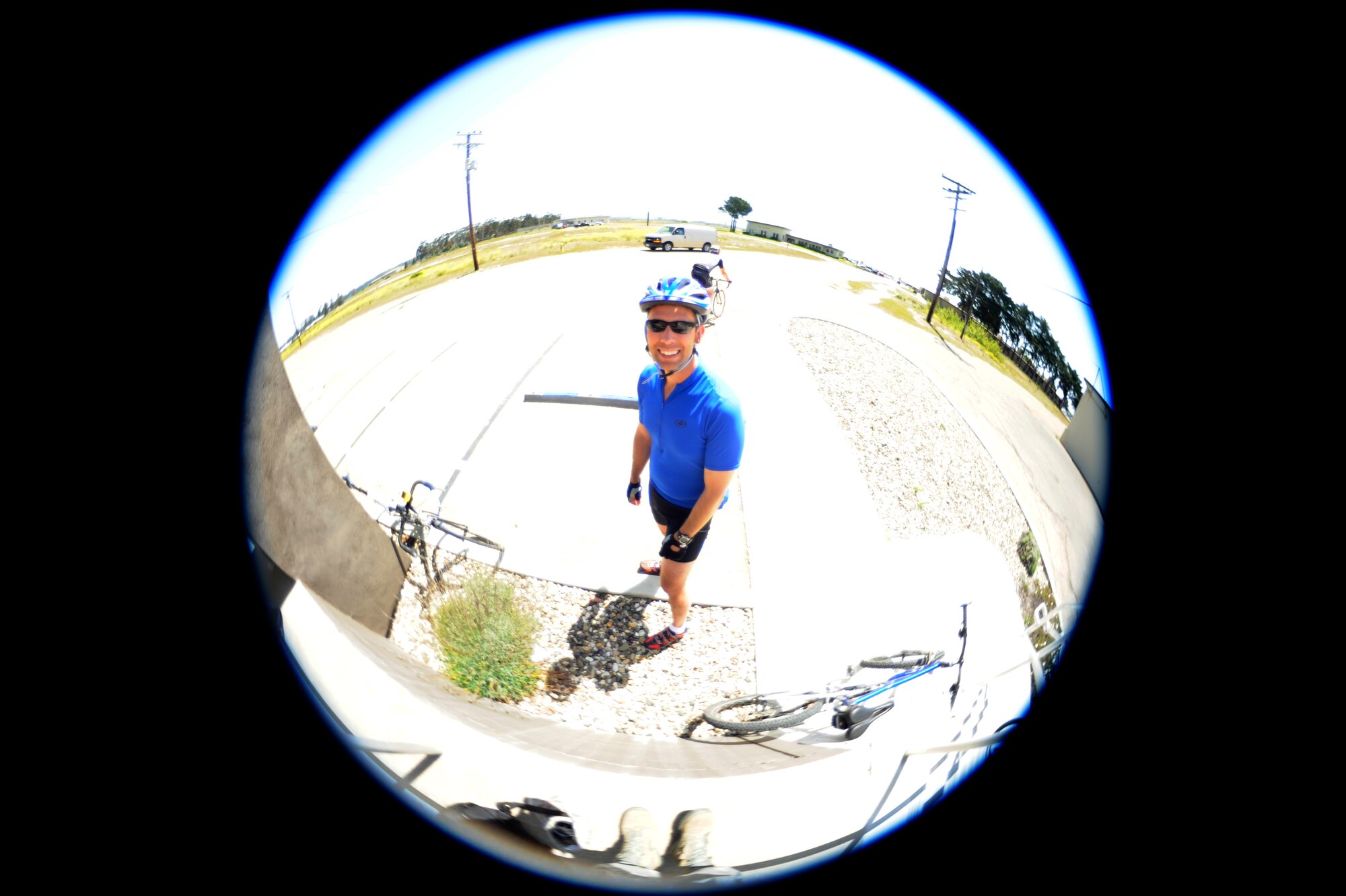 VANDENBERG AIR FORCE BASE, Calif. -- Col. Michael Wulfestieg, 21st Space Operations Squadron commander, smiles for the camera before starting a 40-minute bike ride Tuesday, May 15, 2012. The City of Santa Barbara designated May 15 as its third annual Bike From Work Day. (U.S. Air Force photo/Staff Sgt. Erica Picariello)
 