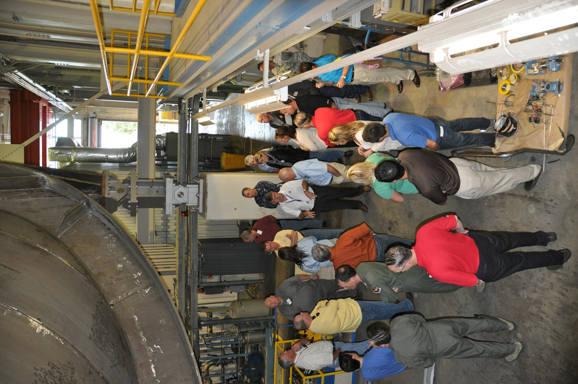 Participants and military members learn about wind tunnels and their uses at the NASA Langley Research Center, Va., May 10, during the 2012 ESGR Joint Bosslift. The group learned about Reservists and their role in military operations during the two-day trip. (U.S. Air Force photo/SrA Melissa Harvey)