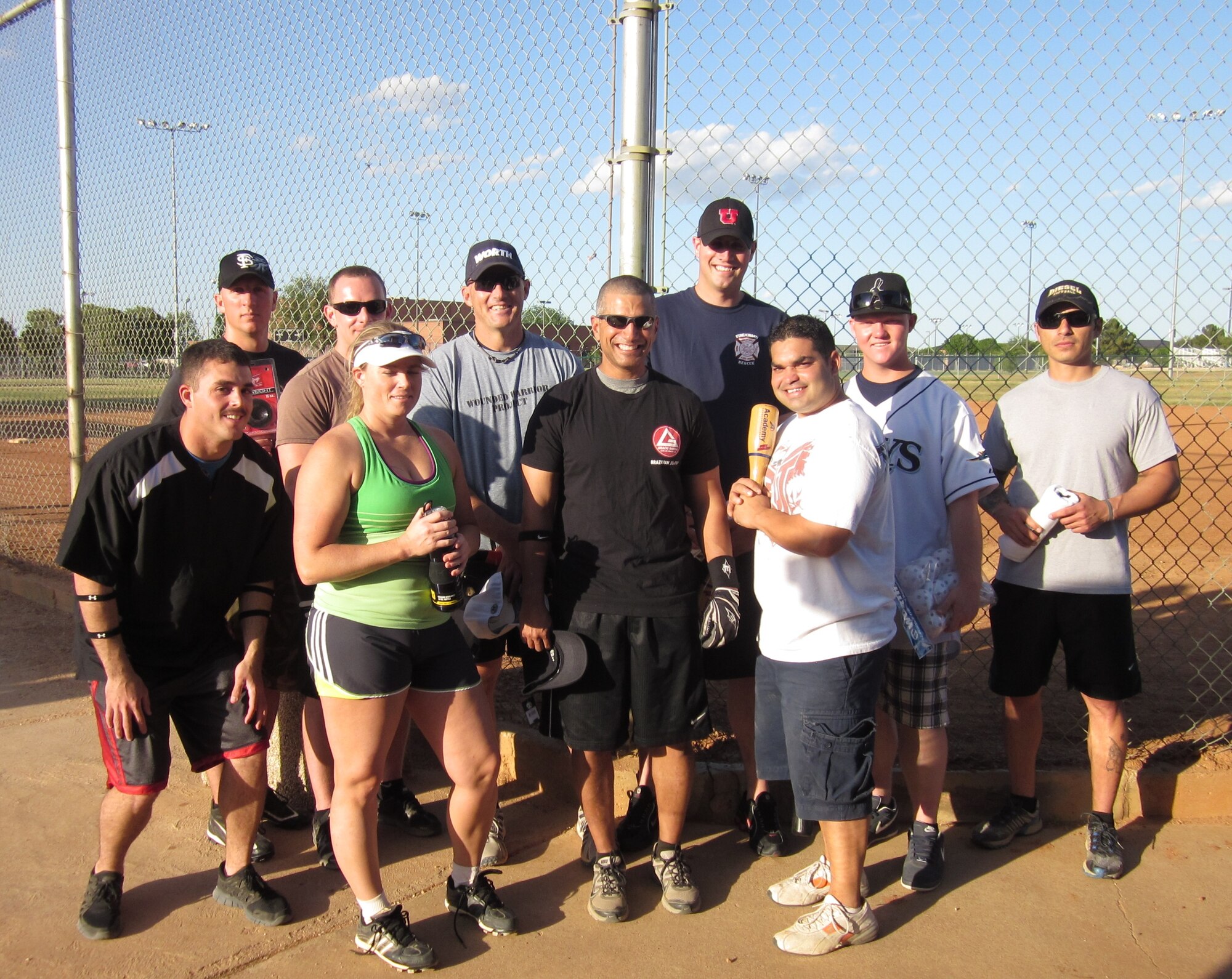 GOODFELLOW AIR FORCE BASE, Texas - Participants in the Annual Home Run Derby pose at the softball field after the game, April 20. (Courtesy photo).
