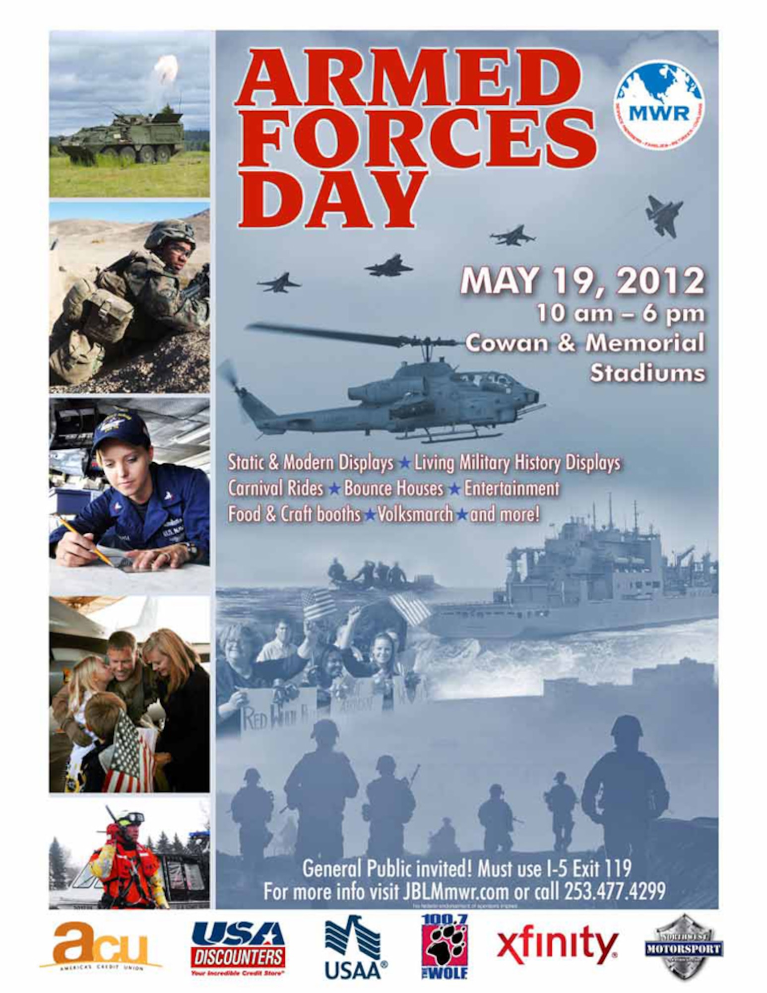 Armed Forces Day at Joint Base Lewis-McChord, Wash., will be May 19.