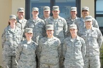 MINOT AIR FORCE BASE, N.D. -- The 5th Maintenance Operations Squadron, Plans, Scheduling, Documentation and Analysis sections are responsible for building the weekly, monthly, quarterly and annual flying hour program for the 5th Bomb Wing's 28 B-52H Stratofortress aircraft-- valued at $1.96B. Additionally, they collect, monitor, audit and analyze aircraft maintenance data, ensuring the accuracy, timeliness, and compliance of directives. Names: Chief Master Sgt. Kevin Jurgella, Senior Airman Matthew Maicke, Tech. Sgt. Kelly Callender, Senior Airman Kyle Burgess, Airman 1st Class Christopher McPeak, Airman 1st Class Margherita Romano, Staff Sgt. Lucian Rockwell, Senior Airman Yvonne Dick, Airman 1st Class Stacy Brown, Tech. Sgt. Ben Ross, Master Sgt. Scott Millard and Tech. Sgt. Alex Machado. (Photo Submission/Tech. Sgt. Mark Frederici)