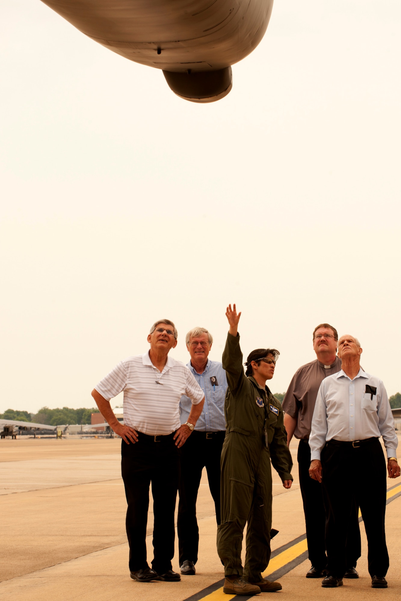 U.S. Air Force Lt. Col. Diana Burian talks to a group of clergy about the mission of the B-52H Stratofortress on Barksdale Air Force Base, La., May 15, 2012. Burian is a B-52 electronic warfare officer and the aircraft is assigned to the 93rd Bomb Squadron, 307th Bomb Wing. (U.S. Air Force photo by Master Sgt. Greg Steele/Released)
