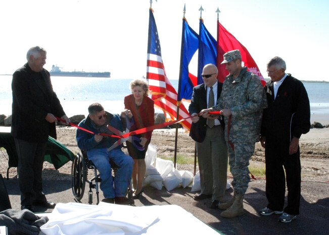 TEXAS CITY, Texas (Oct. 29, 2011) - The U.S. Army Corps of Engineers, together with the City of Texas City, held a ribbon-cutting ceremony to mark the opening of the 400-feet-wide channel (which was deepened from 40 to 45 feet in a dredging project that began in 2009). 

Sen. Kay Bailey Hutchison was the honored guest speaker. The $75 million project originally slated to take five years to complete, was finished in less than two years. The project was completed using ARRA funds.

