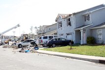 Day after tornado destruction.  Damage assessment of Tarawa Terrance housing area aboard Marine Corps Base Camp Lejuene,  N.C., Apr. 18, 2011.