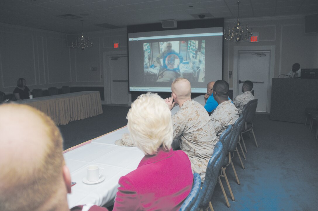 Suppliers receive a briefing about Marine Corps Logistics Command's   mission during the second annual Key Wholesale Supplier Day here, April 25-27.
