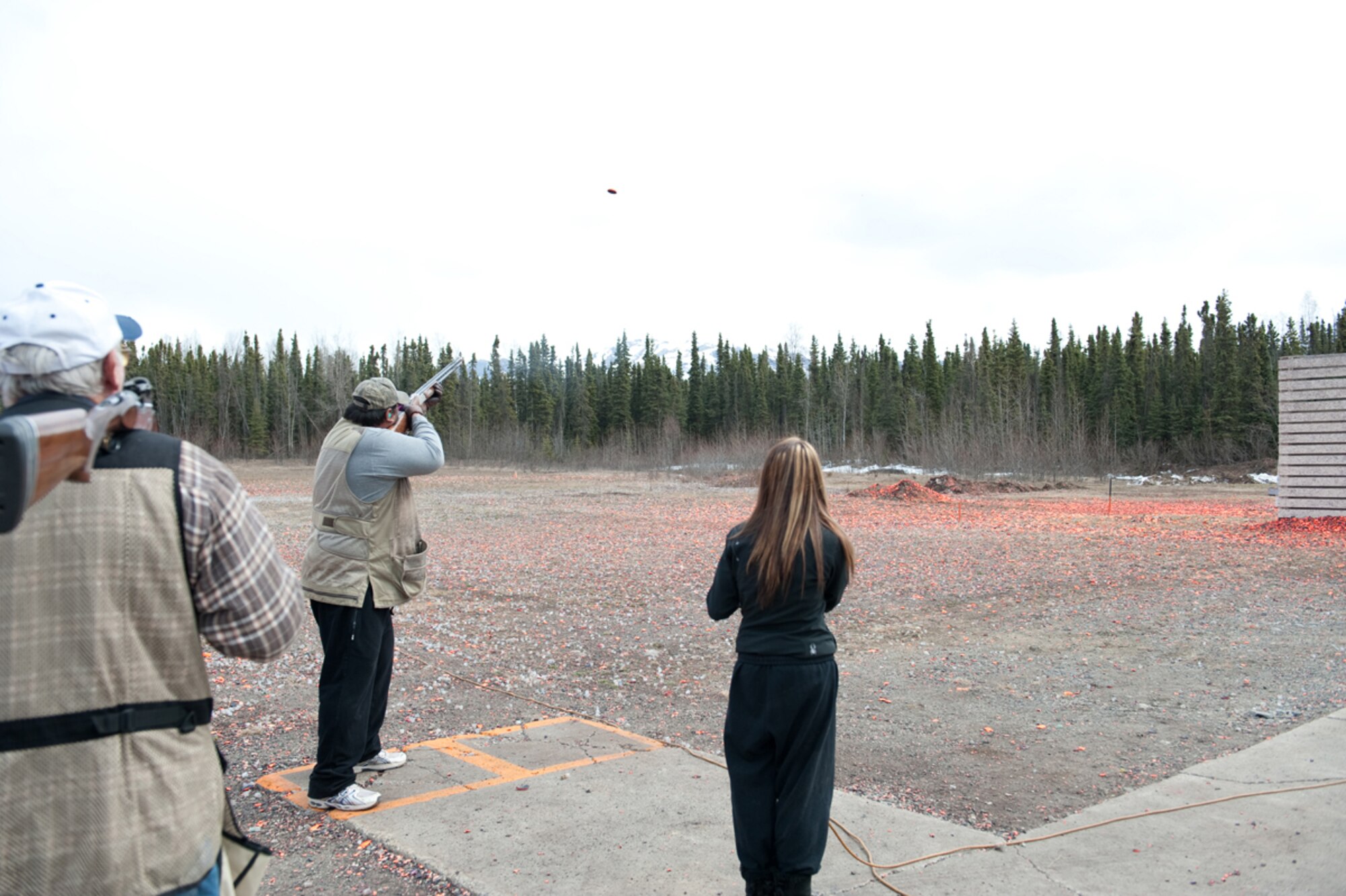Erwin Samuelson fires at a skeet during the annual Alaska Armed Forces Skeet Championships held at the Joint Base Elmendorf-Richardson Skeet and Trap Range May 5. The championship was held from 4-6 May and was open to military members, retired military and civilians. Samuelson works for Chugach Electric and is native to Anchorage, Alaska. (U.S. Air Force photo/Staff Sgt. Robert Barnett)