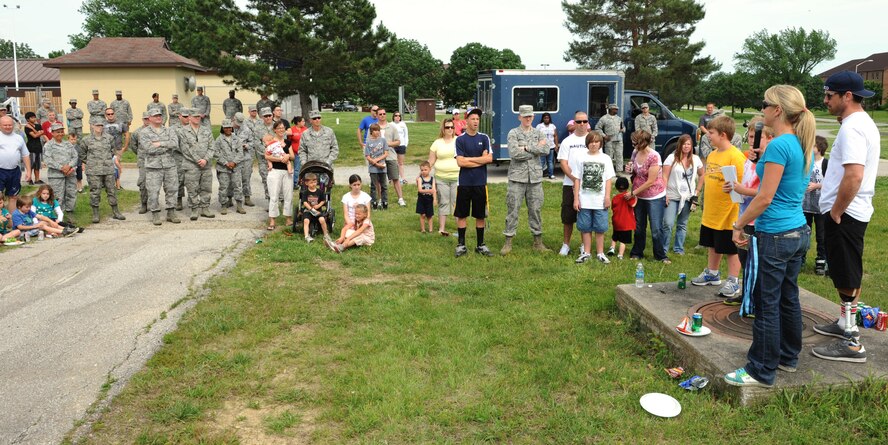 WHITEMAN AIR FORCE BASE, Mo. -- Kurt Yaeger, BMX rider and actor, and Erin Simmons Nemec, X-Games silver medalist and Olympic athlete, visited Team Whiteman with the Air Force Global Strike Command “Never Quit” series May 11, 2012. Yaeger and Nemec visited with Airmen at their duty stations to discuss resiliency. Yaeger and Nemec took part in judging a barbecue contest and Yaeger gave a BMX bike demonstration at the skate park. (U.S. Air Force photo/Airman 1st Class Bryan Crane)(Released)  