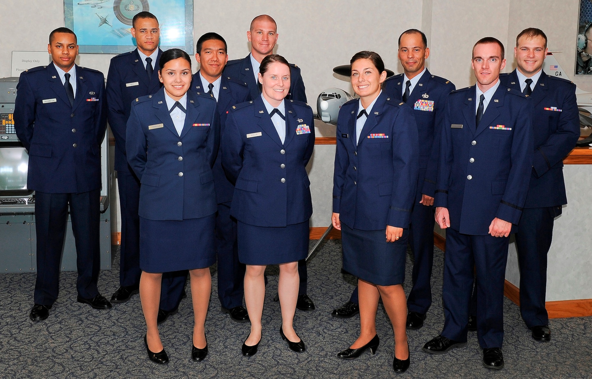 Graduate members of Air Battle Management Class 12011 pose for a celebratory photo after graduating on May 16, 2012. (U.S. Air Force photo by Christopher Cokeing)
