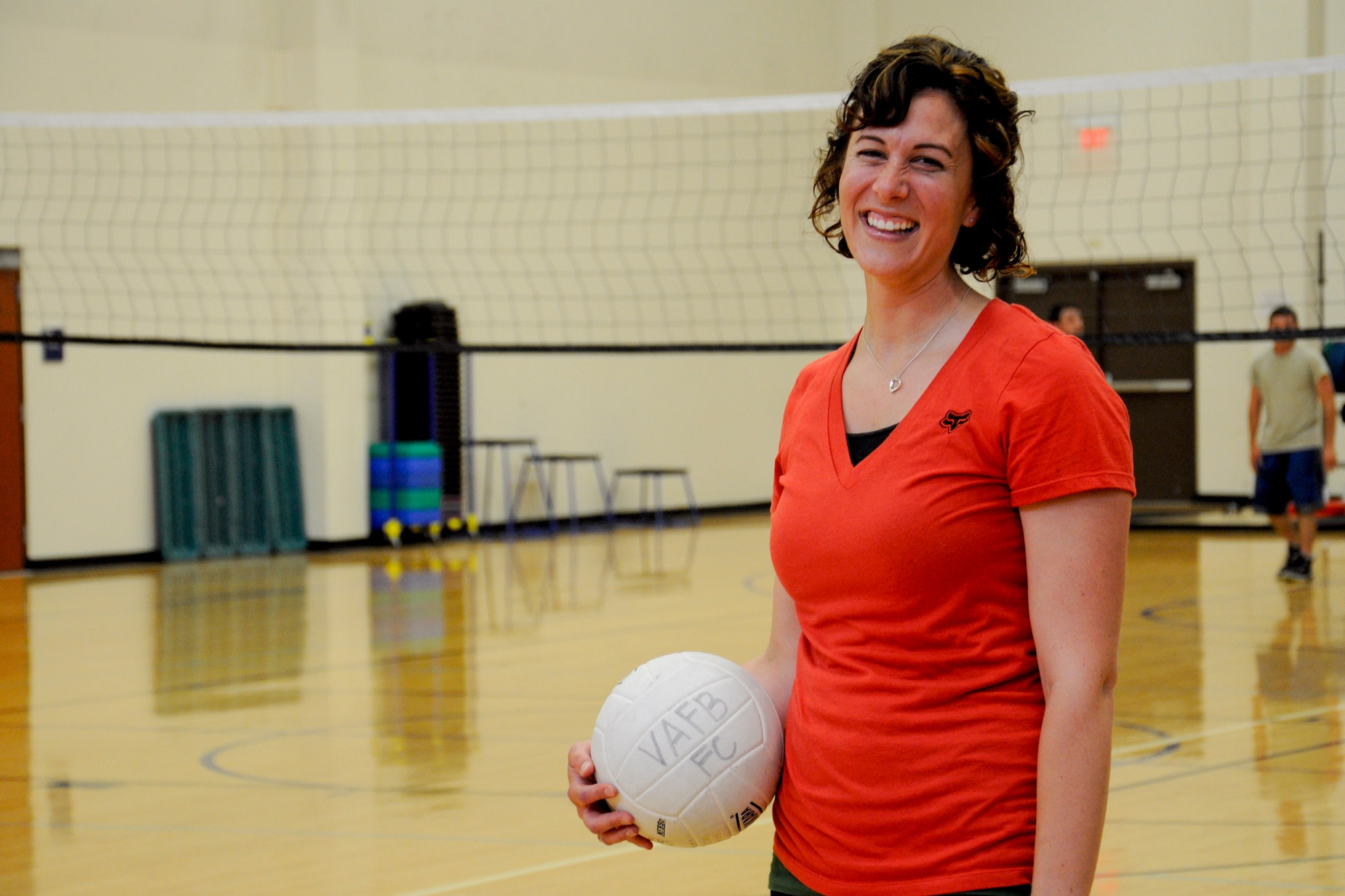 VANDENBERG AIR FORCE BASE, Calif. -- Senior Airmen Jennifer Theurer, 30th Space Wing chaplain assistant, poses for a portrait at the fitness center here Wednesday, May 16, 2012. Theurer recently heard she was selected to attend the 2012 All-Air Force Women’s Volleyball Trial Camp June 3-20 at Hill Air Force Base, Utah. (U.S. Air Force photo/ Staff Sgt. Levi Riendeau)