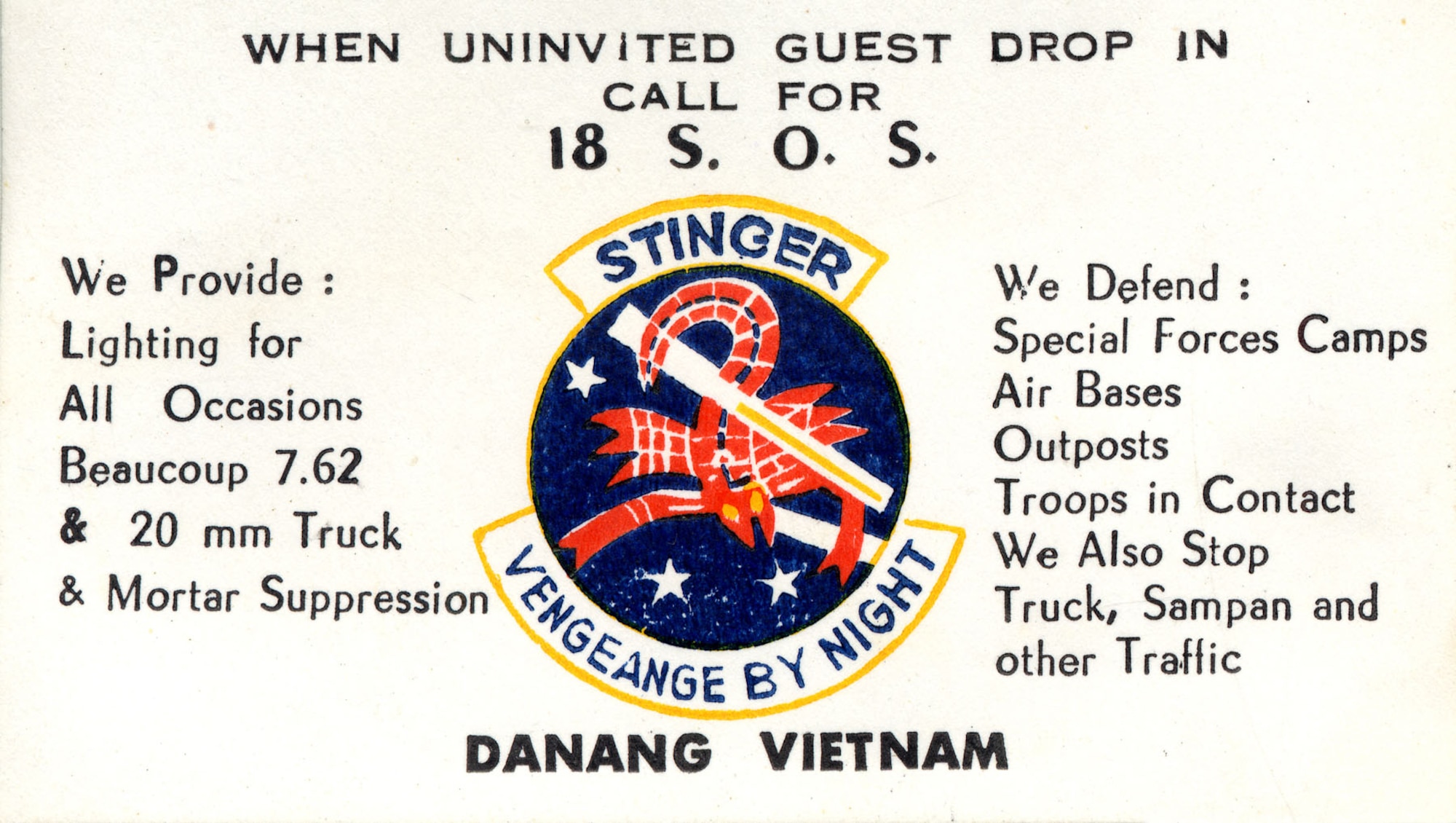 Stinger “business card.” (U.S. Air Force photo)