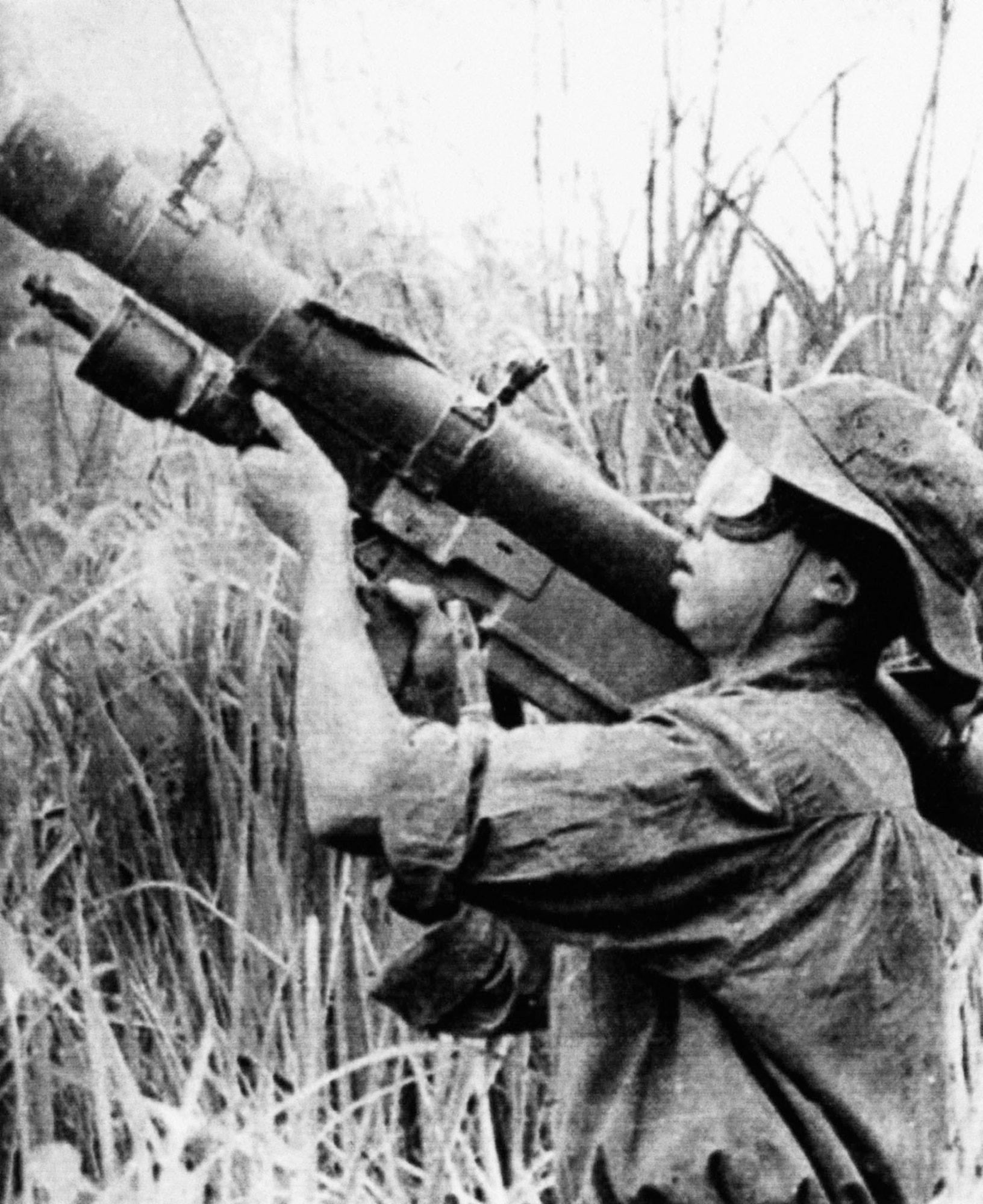 North Vietnamese soldier preparing to fire an SA-7 surface-to-air missile. (U.S. Air Force photo)