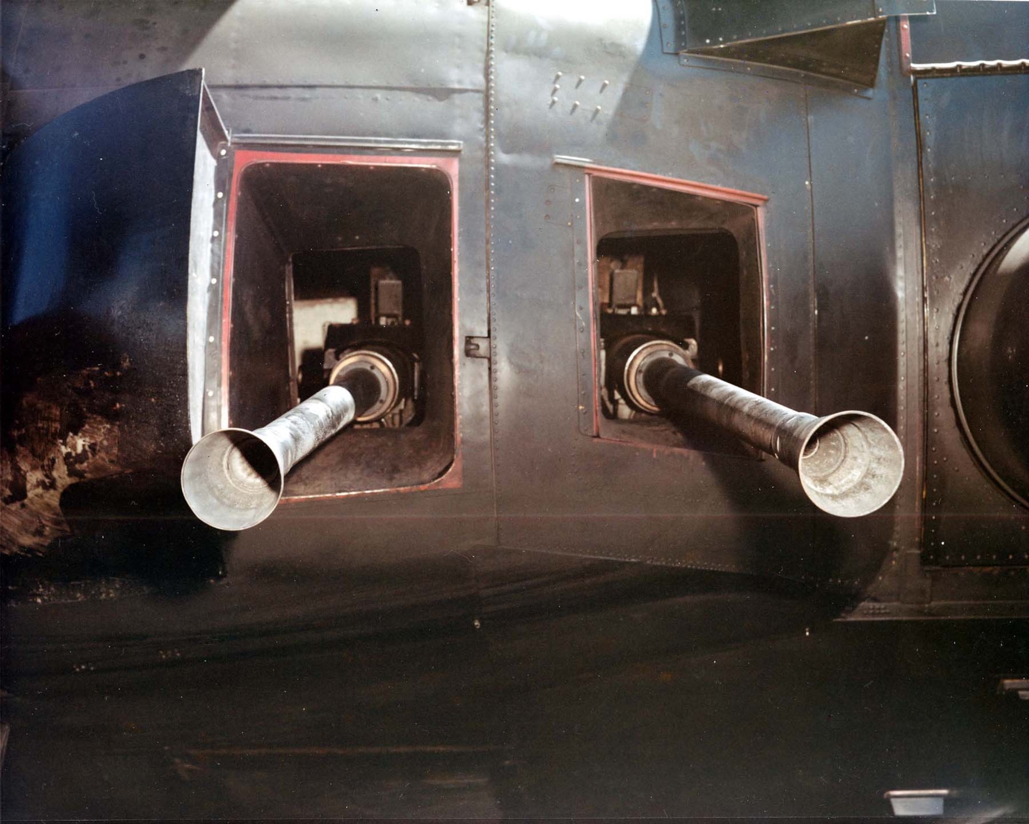 View of the 40mm guns on an AC-130 from the outside of the aircraft. (U.S. Air Force photo)