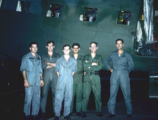 AC-47 crew underneath the guns of their aircraft. A typical Spooky crew included the aircraft commander, pilot, navigator, flight engineer, loadmaster and two gunners. (U.S. Air Force photo)