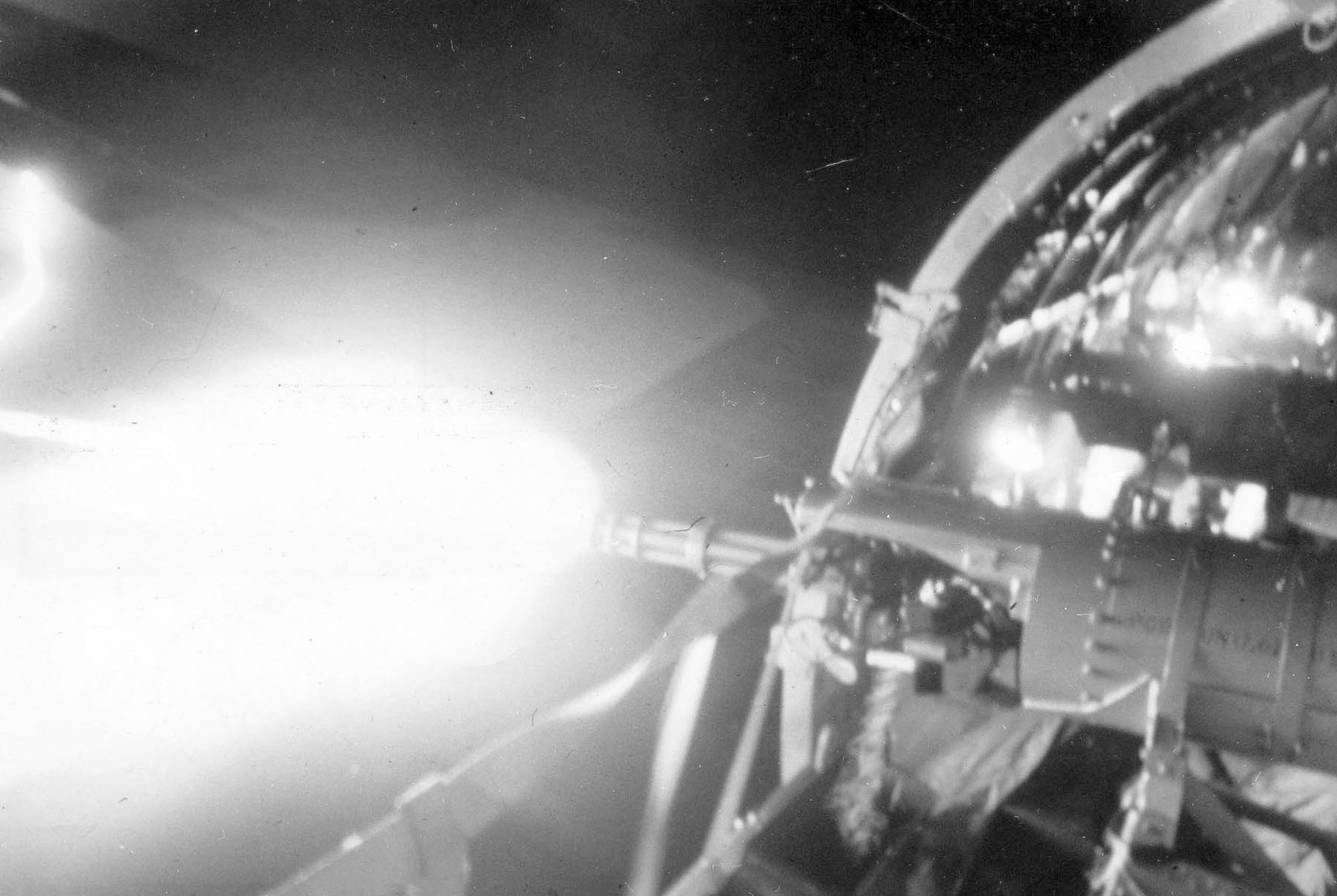 Spooky minigun firing during a night mission. (U.S. Air Force photo)