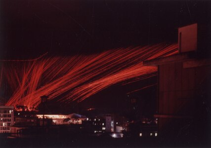 Time lapse photograph of an AC-47 helping defend Tan Son Nhut Air Base during the enemy Tet Offensive in 1968. (U.S. Air Force photo)