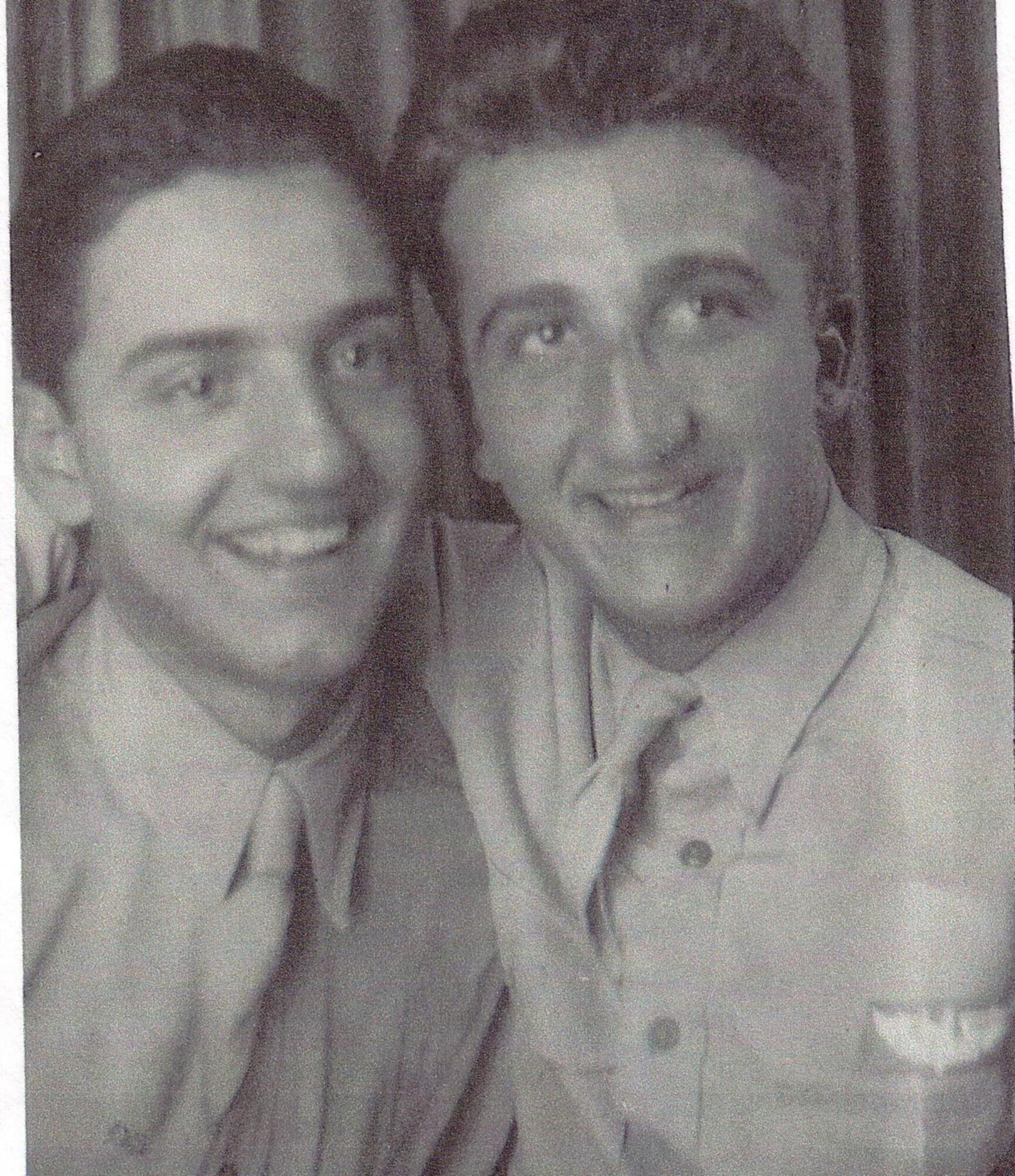 A historic photograph of U.S. Army Air Forces Tech. Sgt. Anthony Fidares, 303rd Bomb Group; and Sgt. Nicholas Fidares, 44th Bomb Group, in their service uniforms. The brothers both died during combat missions in 1944. Anthony Fidares is listed on the Wall of Missing at Madingley American Cemetery in Cambridge, England. Nicholas Fidares is buried at the cemetery. (Courtesy photo)