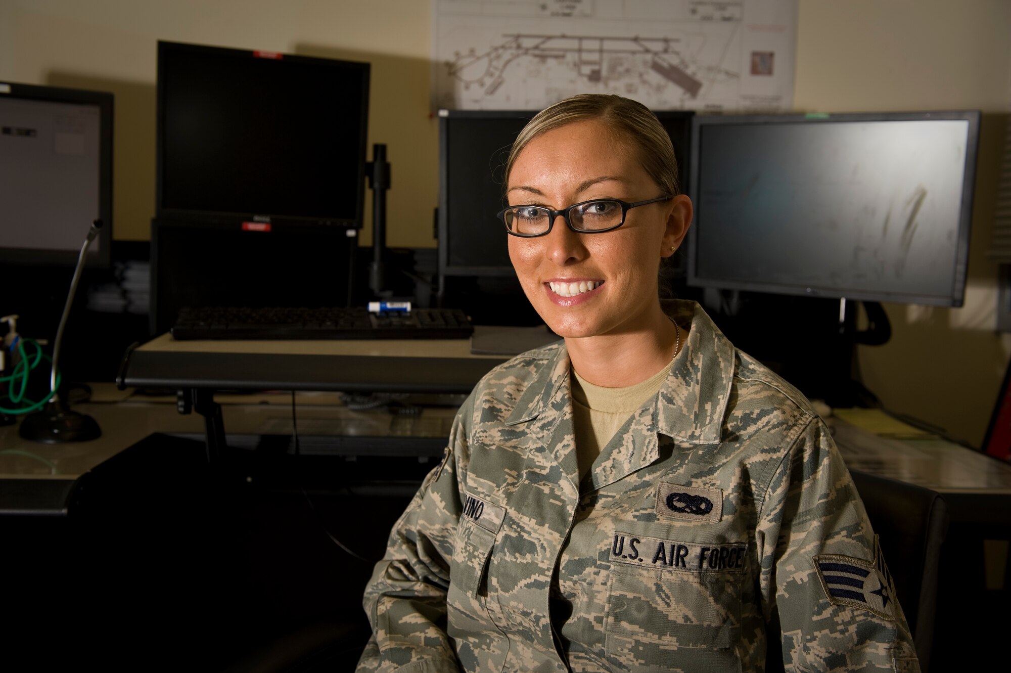 Senior Airman Lanea Trevino, 379th Air Expeditionary Wing command post controller acted quickly when her wingman needed help, preventing tragedy. (U.S. Air Force photo/Staff Sgt Nathanael Callon)
