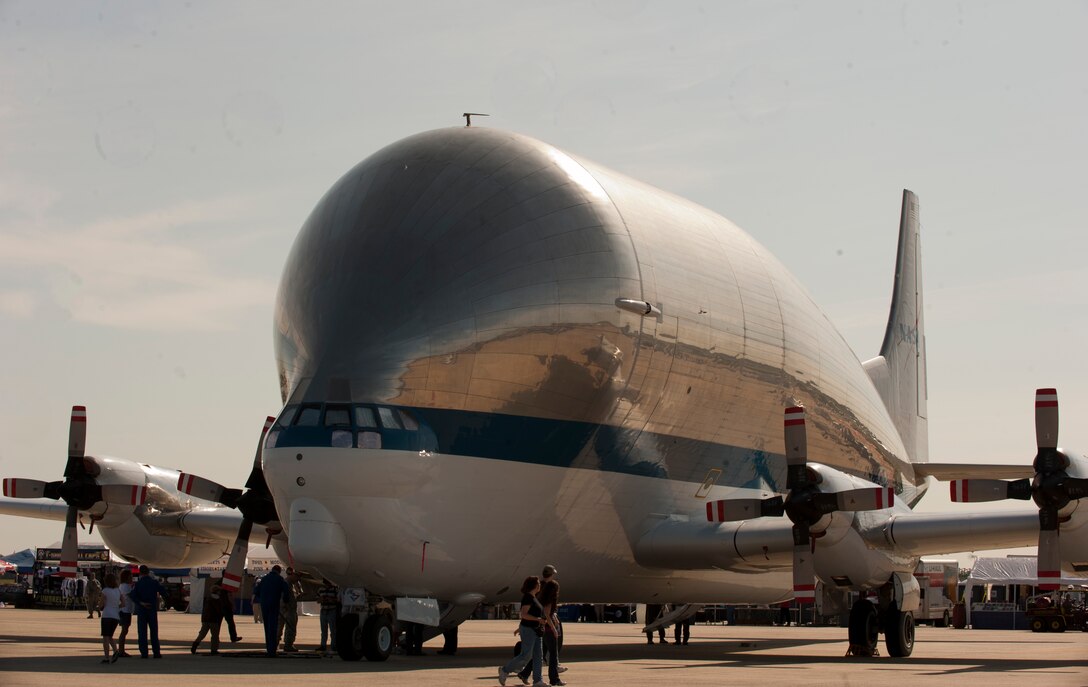 NASA’s Super Guppy is a unique sight to see at the Joint Service Open House May 18 at Joint Base Andrews, Md. The Super Guppy is one of over 100 static displays that demonstrate the diverse support provided by the military and its civilian and coalition partners to the national defense. This is the first year NASA has brought the Super Guppy since the JSOH's inception in 1957. (U.S. Air Force photo/Bobby Jones) 