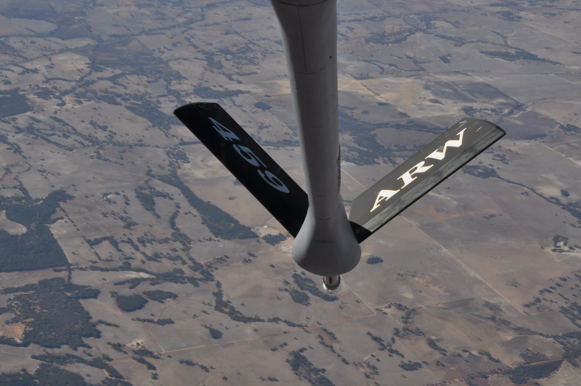 Members from the 459th Air Refueling Wing at Joint Base Andrews, Md., fly over Pearce, Australia, as part of an international support mission, May 18, 2012. The 459 ARW are assisting fellow airmen of the Royal Australian Air Force by having one of their KC-135 Stratotanker aircraft on display for the Defence Force Air Show, May 19 to 20, 2012. (U.S. Air Force photo/ Senior Airman Katie Spencer)