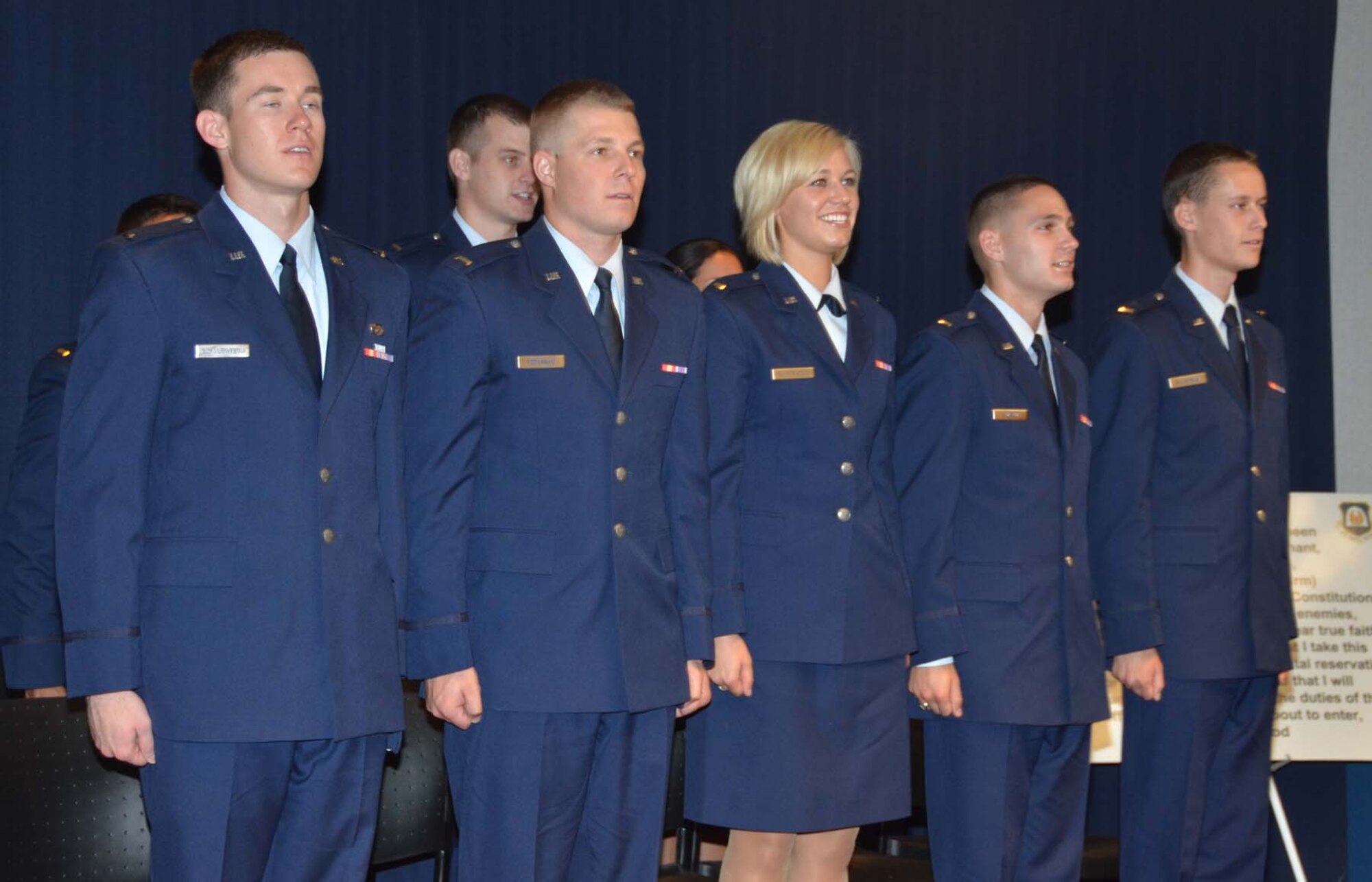 University of New Mexico Air Force ROTC cadets took their oath of commission in a ceremony May 11 at the Air Force Operational Test and Evaluation Center headquarters at Kirtland Air Force Base, N.M.