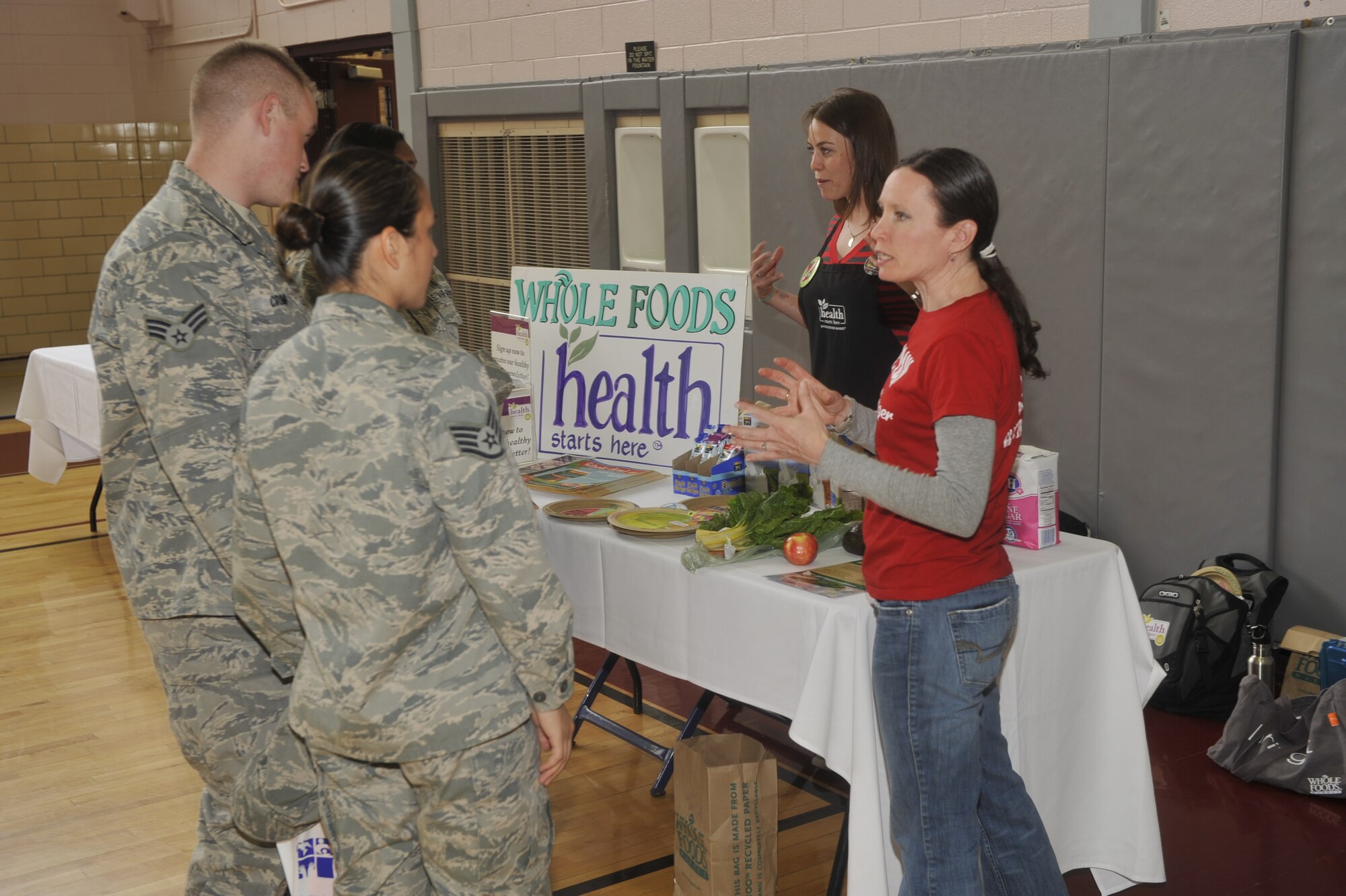 The fitness center held its annual Health and Wellness Fair April 11. There were nearly 35 vendors in attendance to take care of all aspects of fitness, including churches, grocery stores, gyms, massage therapists, medical institutes, the 21st Dental Squadron, outdoor recreation and others. (U.S. Air Force photo/Robb Lingley)