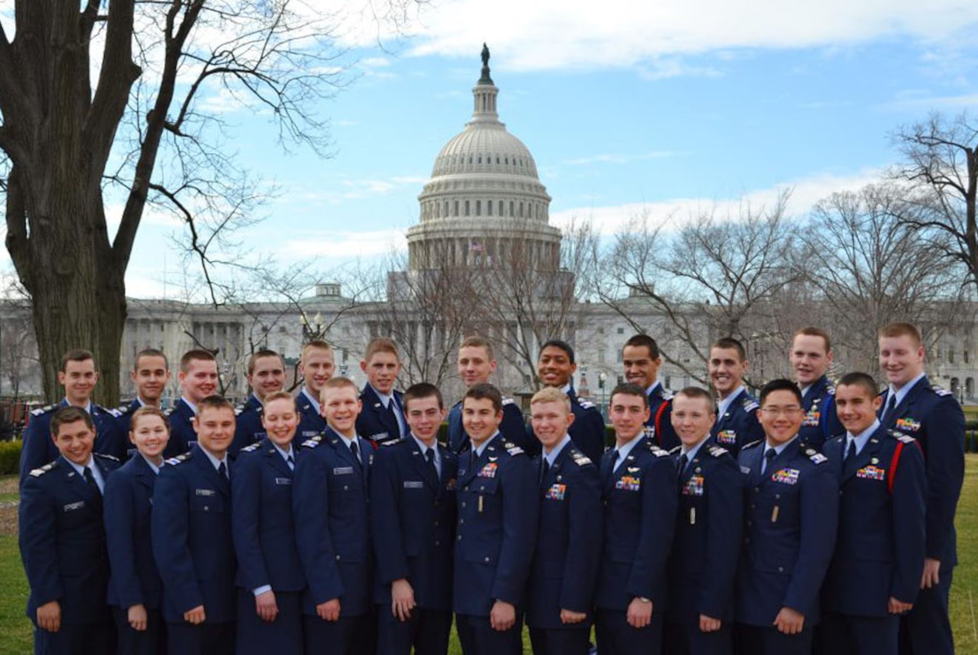 Civil Air Patrol cadets from all over the country got to participate in a week-long in-depth tour of D.C. called the Civic Leadership Academy which allows cadets to see D.C. from the perspective of those who work there (Legislative, Executive and Judicial familiarizations). Their week ended with meeting the AFCOS at the Spaatz Banquet, some of who got their Spaatz Award presented to them. Photograph submitted by Senior Airman Jonathan Khattar. 
