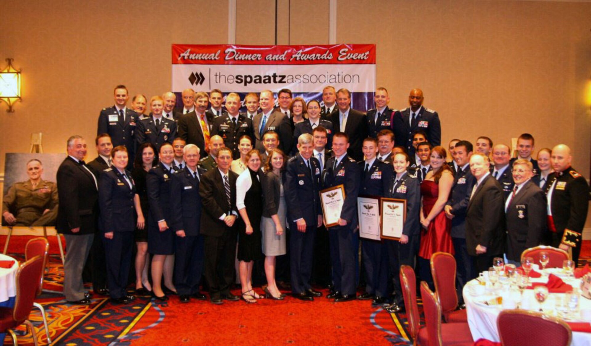 Spaatz Association group photo. All members are currently or have been Spaatz Cadets and are posing with Gen Schwartz the AFCOS. Photograph submitted by Senior Airman Jonathan Khattar. 