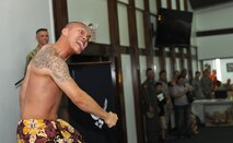 ANDERSEN AIR FORCE BASE, Guam—A performer chants during a presentation at Andersen’s first Multicultural Festival May 18. Dances and ceremonies from different cultures were performed during the festival.  (U.S. Air Force photo by Senior Airman Benjamin Wiseman/Released)