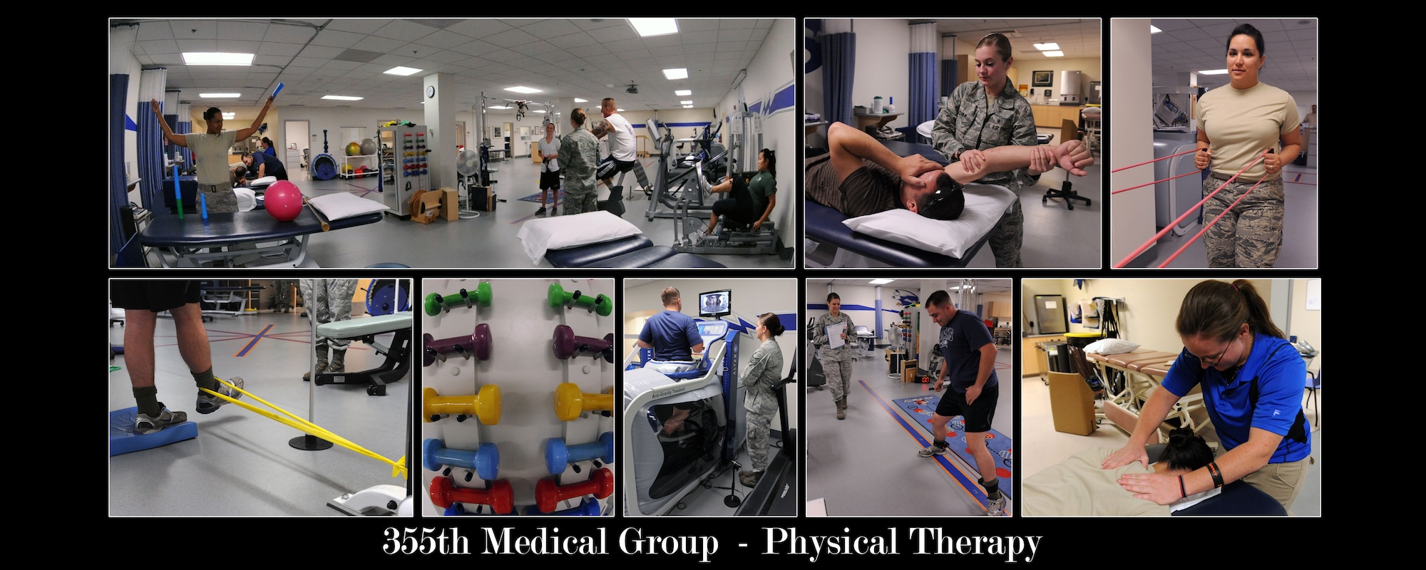 The 355th Medical Groups, Physical Therapy Clinic's mission is to keep Airmen moving. As a safe and effective alternate to prescription drugs, physical therapists design a regimen of evidence-based physical treatment programs to meet the needs of patients according to injury. 